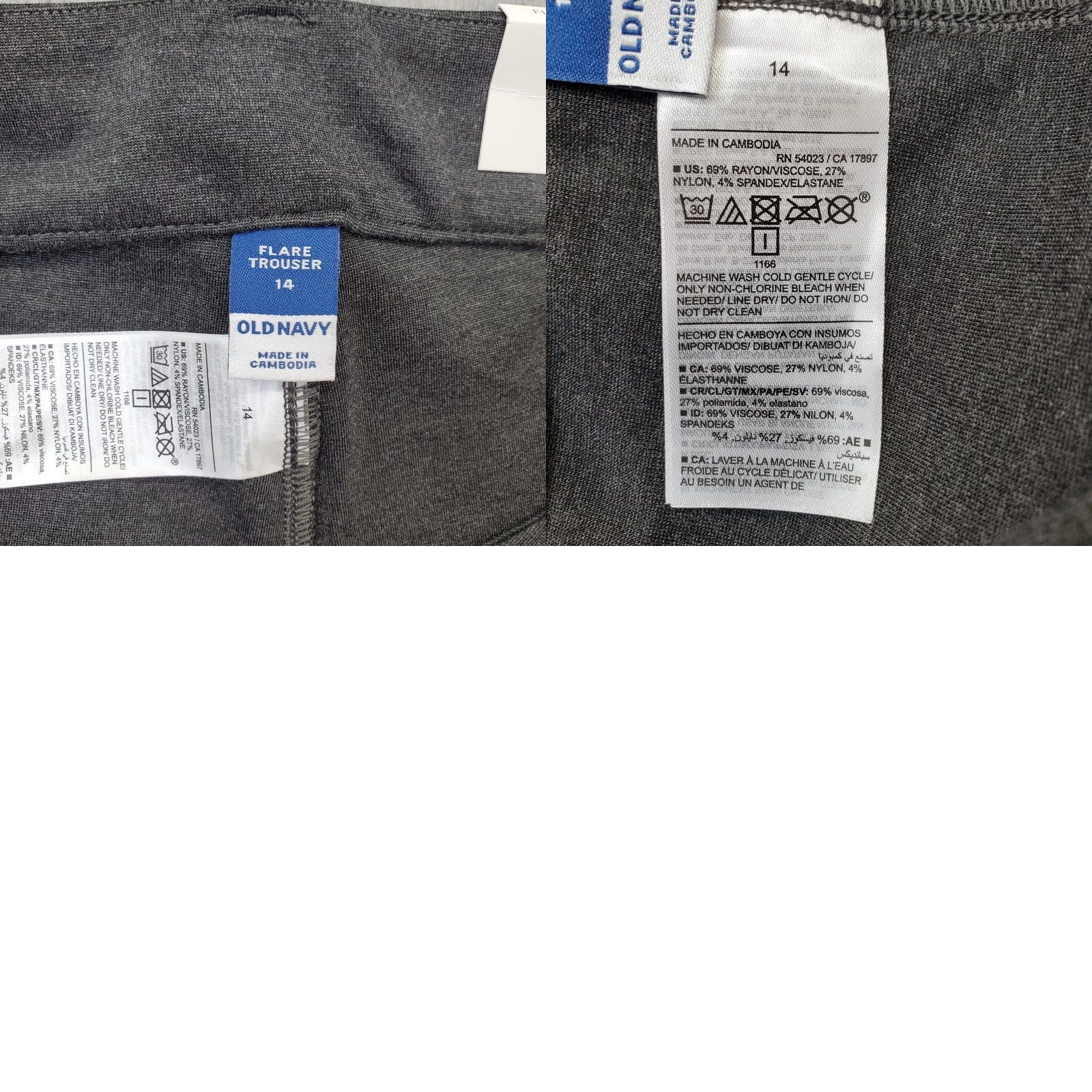 Old Navy Old Navy Trouser Pants Women's 14 Gray Viscose Blend Stretch Casual Flared Leg Size 36" / US 14 / IT 50 - 8 Thumbnail