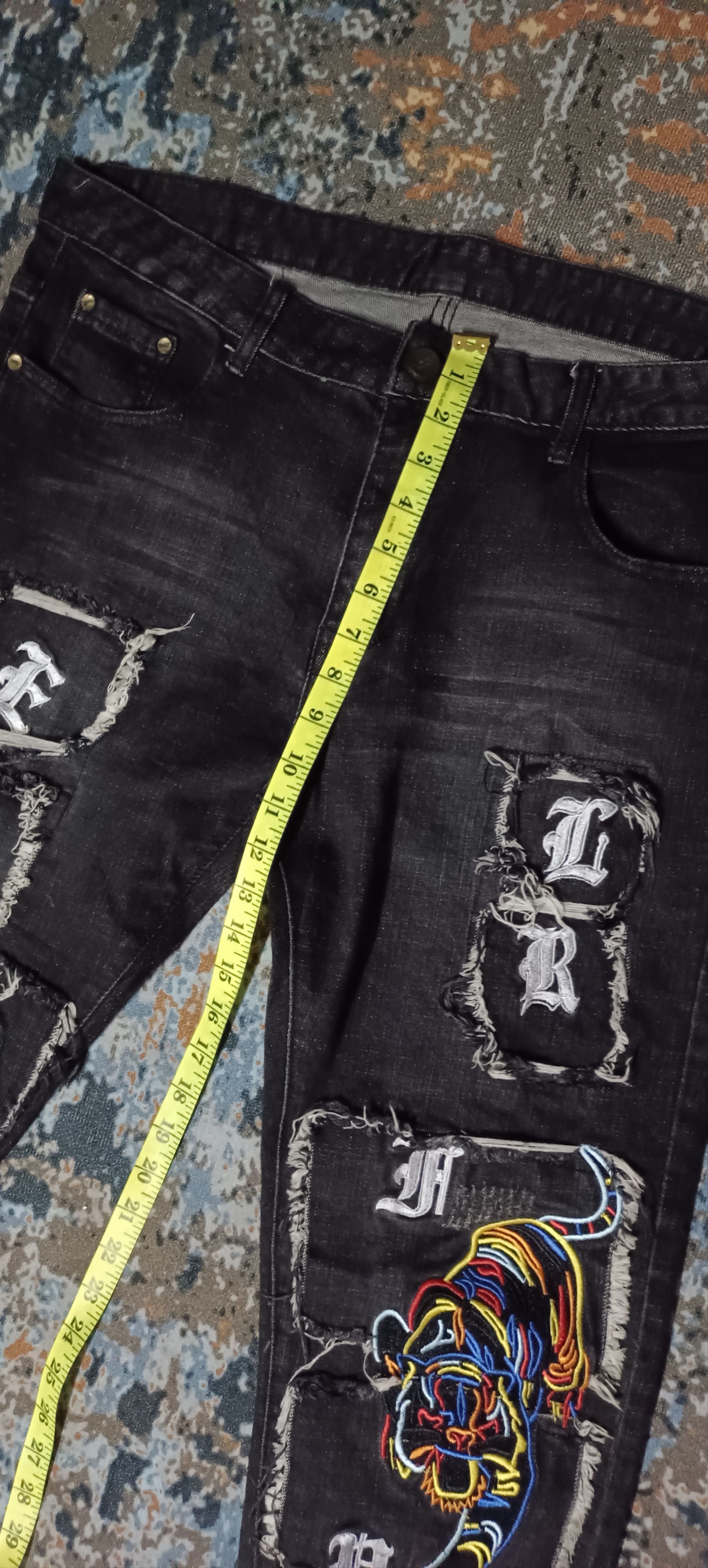 If Six Was Nine Denim jeans putch work skull punk design Size US 36 / EU 52 - 15 Thumbnail