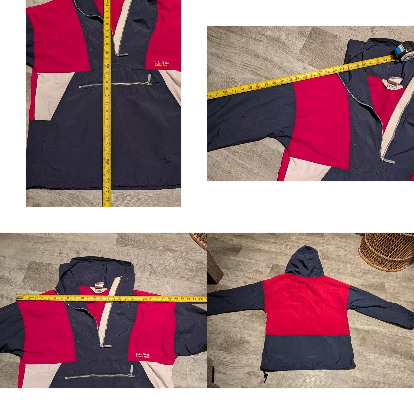 Vintage VINTAGE 90s LL Bean Anorak Jacket Mens S/M Red Blue Hooded Windbreaker Pullover USA Size US S / EU 44-46 / 1 - 10 Thumbnail
