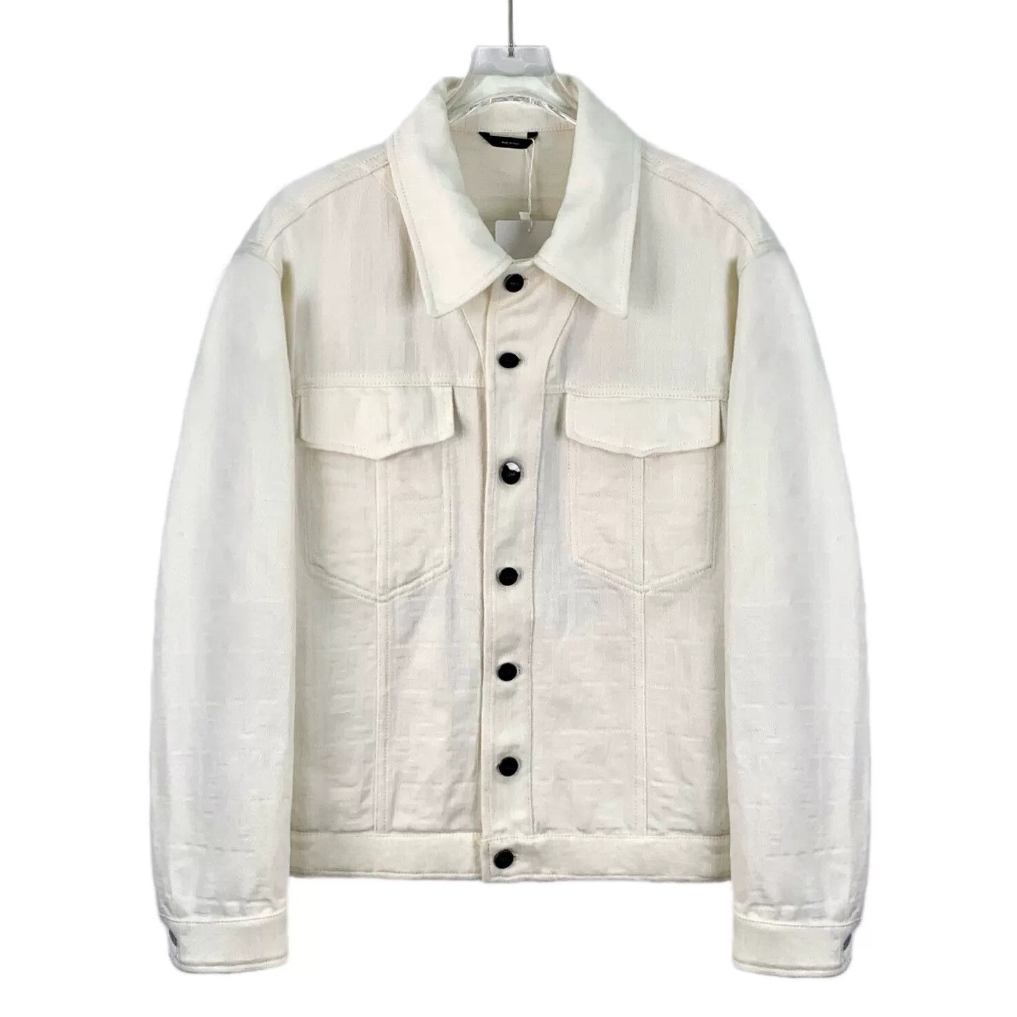 Fendi Fendi White Logo Jacquard Denim Jacket Size US S / EU 44-46 / 1 - 1 Thumbnail