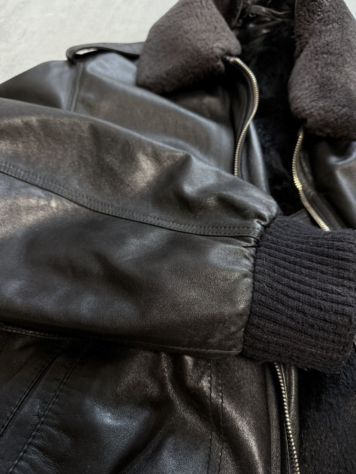 Vintage Vintage Black Shearling Guido Medici Leather Bomber Jacket Size US L / EU 52-54 / 3 - 14 Thumbnail