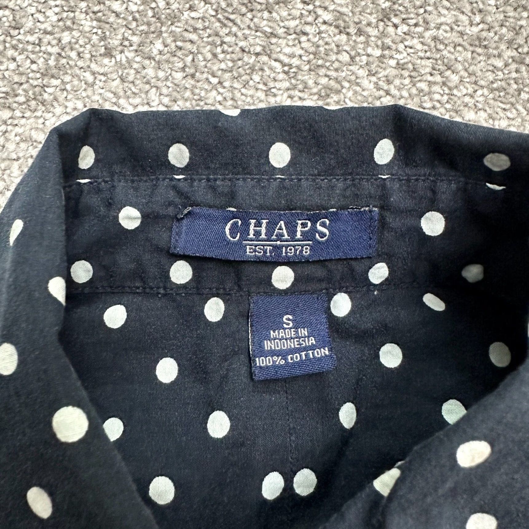 Chaps Chaps Shirt Womens Small Navy Blue Polka Dot Button-Down Long Sleeve Cotton Top Size S / US 4 / IT 40 - 4 Thumbnail