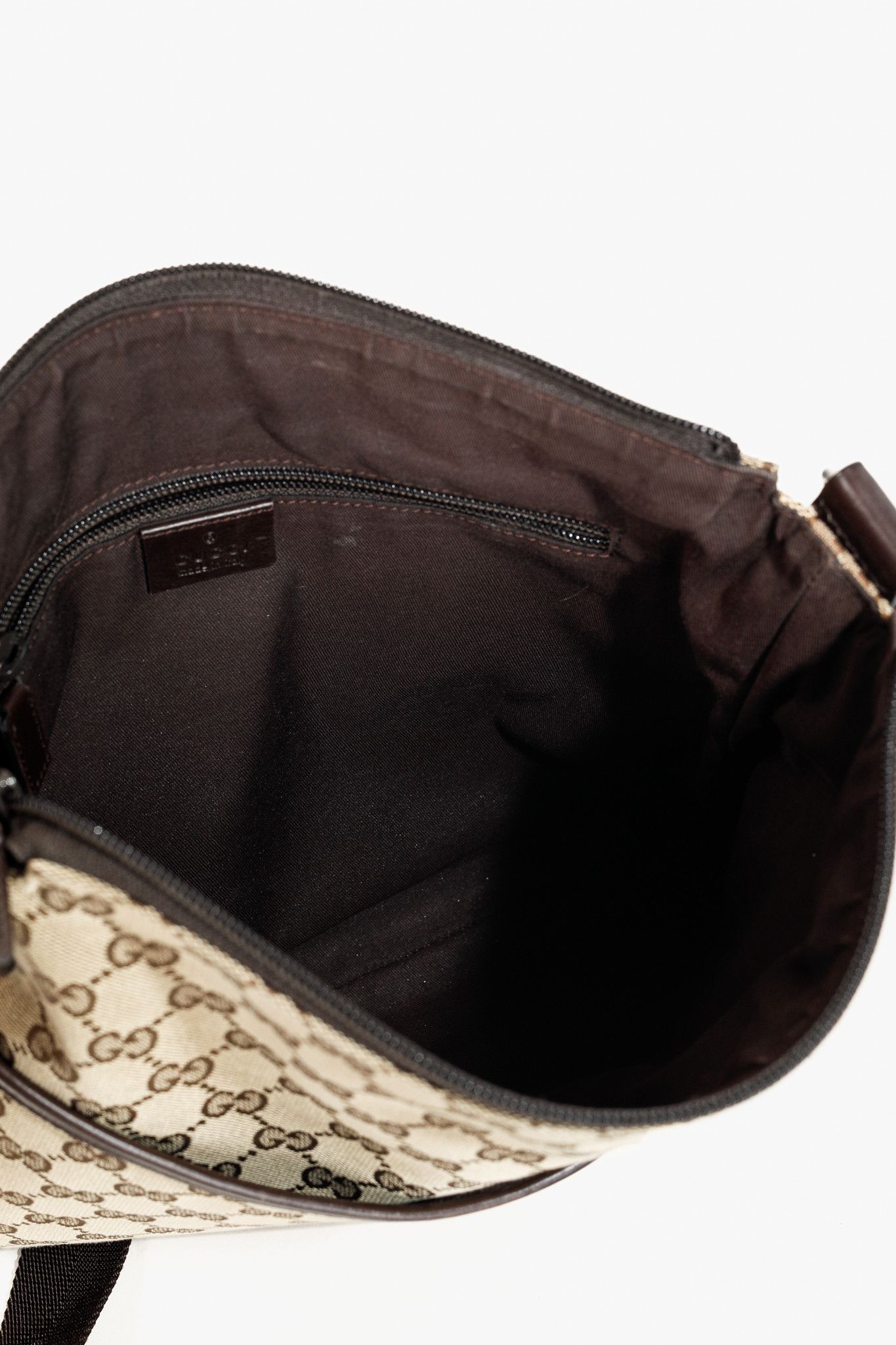 Gucci Gucci GG Monogram Canvas Brown Leather Trim Messenger Bag Size ONE SIZE - 10 Thumbnail