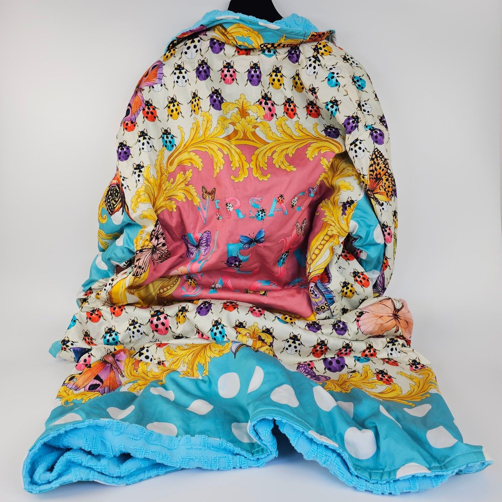 Versace VERSACE Butterflies Baroque Azur Blue Long Bathrobe Size US M / EU 48-50 / 2 - 2 Thumbnail