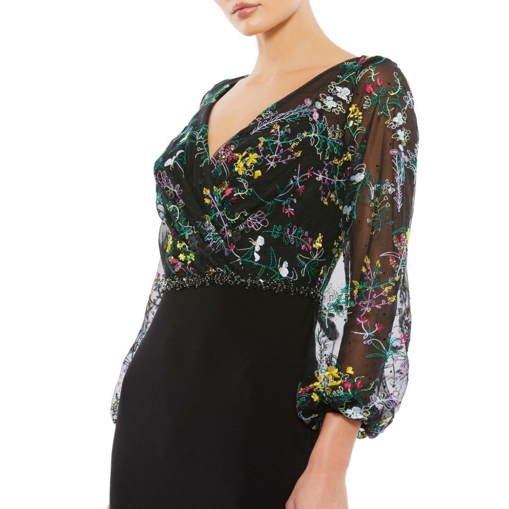 Mac Duggal Mac Duggal EMBROIDERED ILLUSION PUFF SLEEVE Size 6. H Size M / US 6-8 / IT 42-44 - 3 Thumbnail