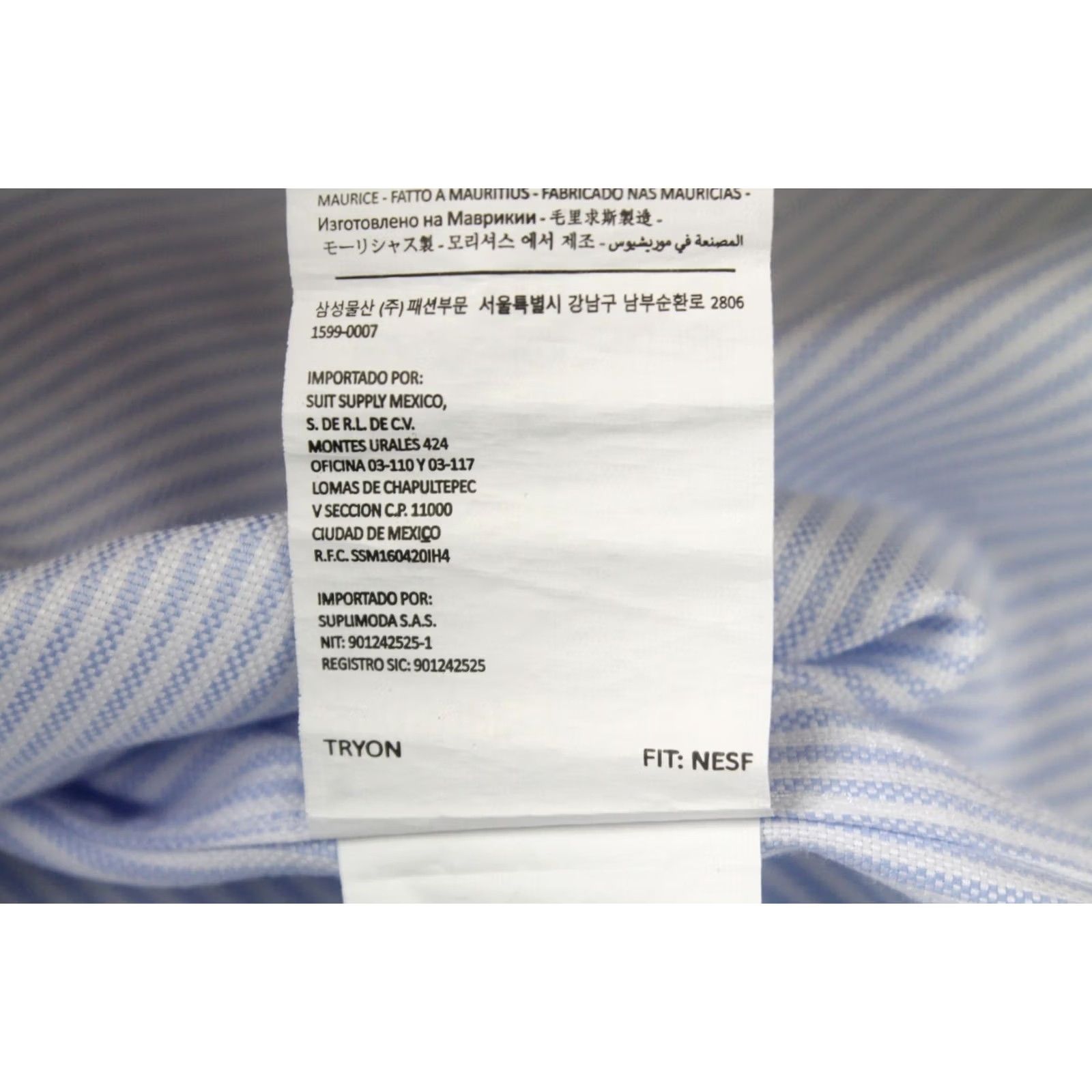 Suitsupply SUITSUPPLY Formal Shirt Men's Extra Slim Fit Button Cutaway Blue Pinstripe 44 / 17 1/2 Size 44R - 7 Thumbnail