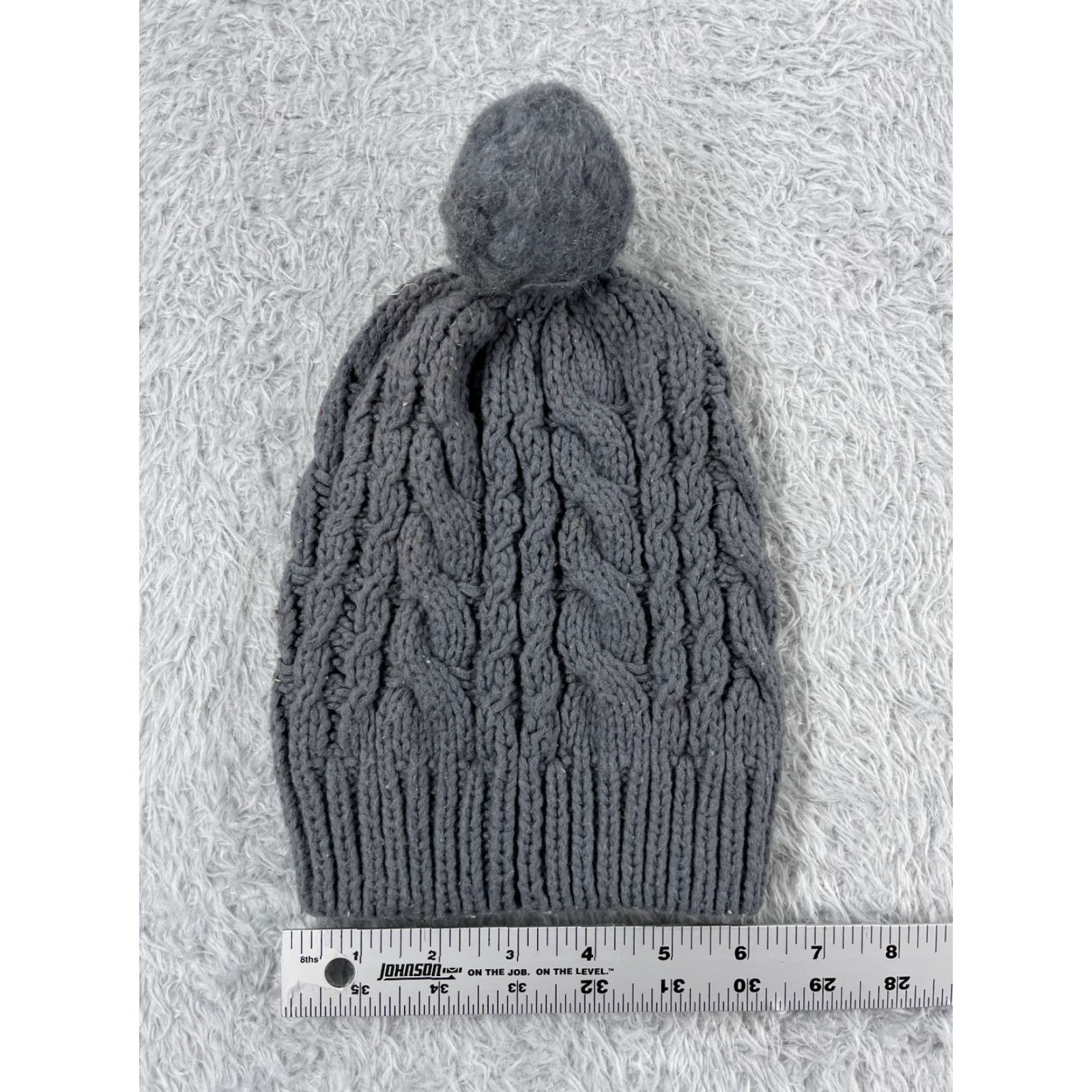 Vintage Beanie Hat Womens One Size Gray Cable Knit 100% Acrylic Ski Outdoor Adjustable Lightweight Beanie Mens Womens Size ONE SIZE - 4 Thumbnail