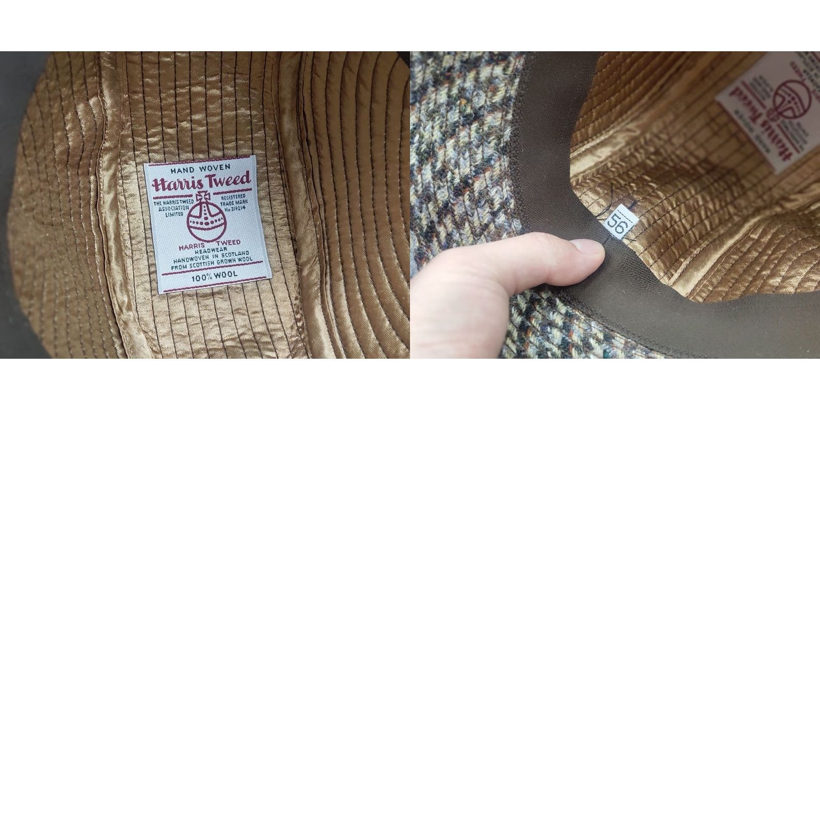 Harris Tweed Vintage Harris Tweed Wool Hat Fedora England - Classic Trilby Hat, Herringbone, Size S, Brown, Wool, 80's, Mens Size ONE SIZE - 9 Thumbnail
