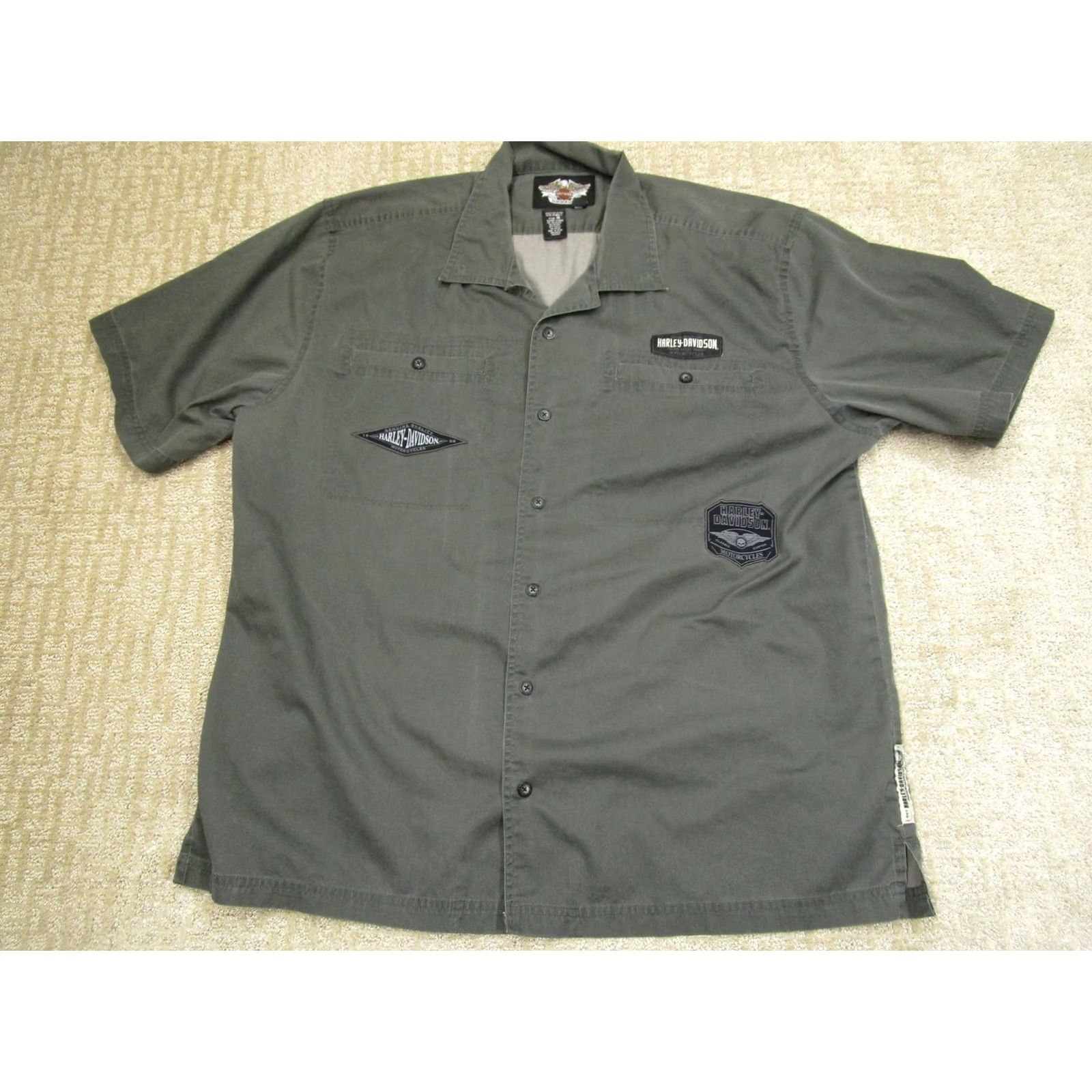 Harley Davidson Harley-Davidson Shirt Mens XL Gray Willie G Skull Button Up Short Sleeve Biker Size US XL / EU 56 / 4 - 2 Thumbnail