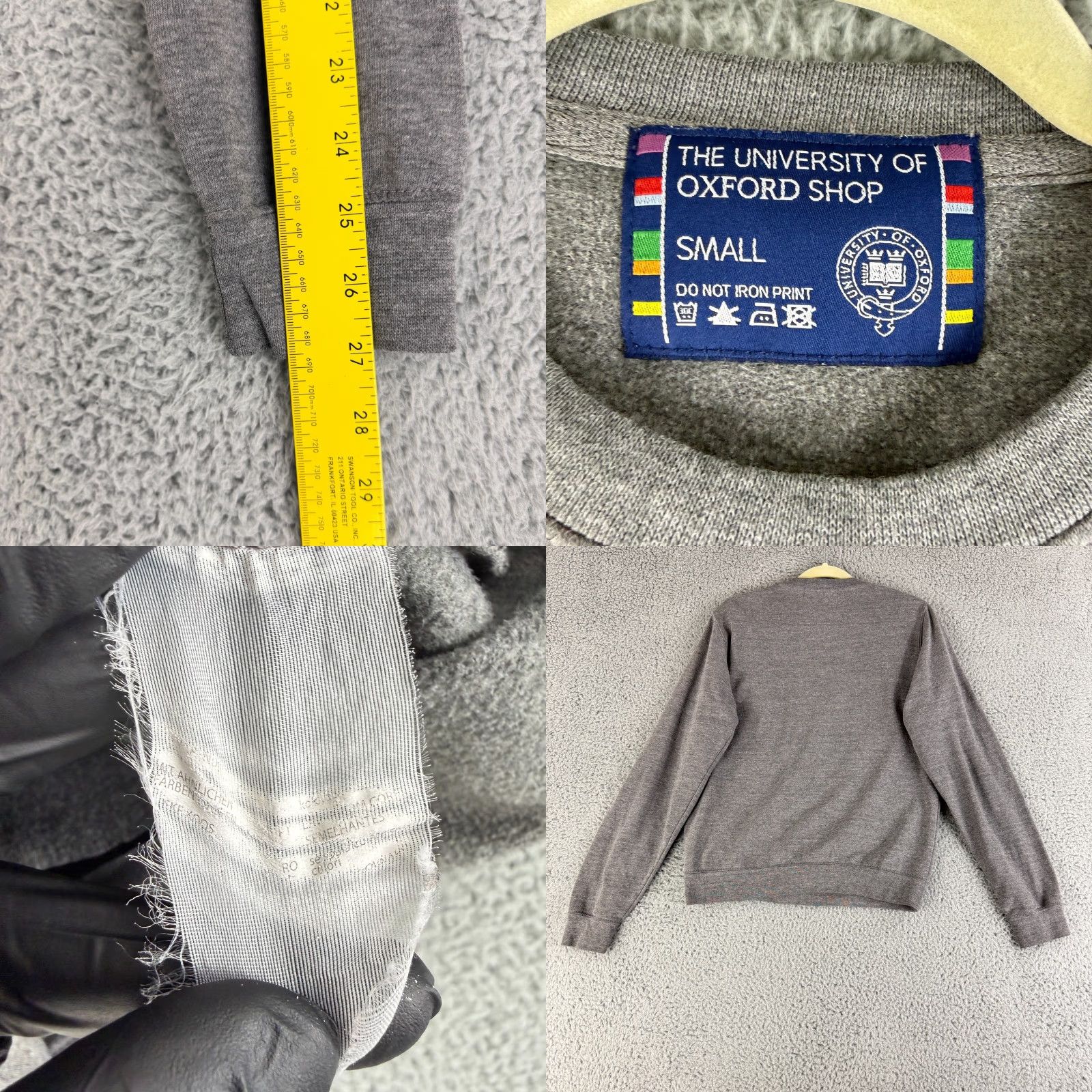 Vintage The University of Oxford Sweater Women's Small Gray Long Sleeve Crew Neck Cotton Size S / US 4 / IT 40 - 8 Thumbnail