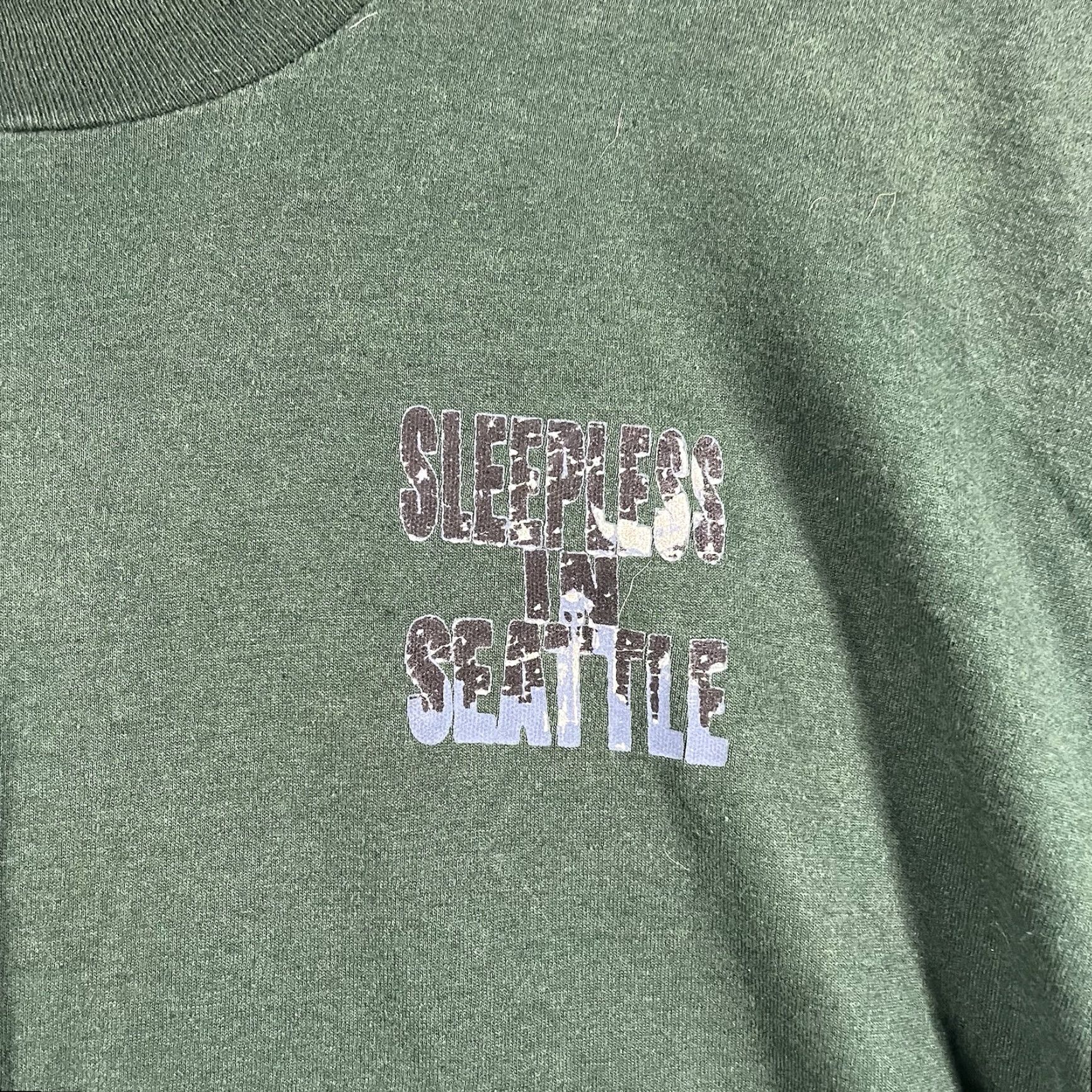 Fruit Of The Loom VINTAGE Fruit of the Loom Shirt 3XL Crew Neck Graphic T-Shirt 90s Movie Sleepless In Seattle Green Mens Size US XXL / EU 58 / 5 - 5 Thumbnail