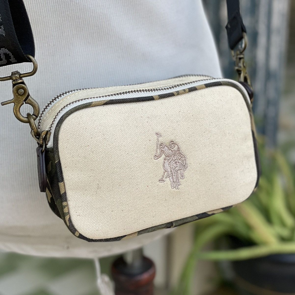 Canvas × U.S. Polo Assn. U.S.Polo.Assn Logo Canvas Military Small Crossbody Size ONE SIZE - 6 Thumbnail