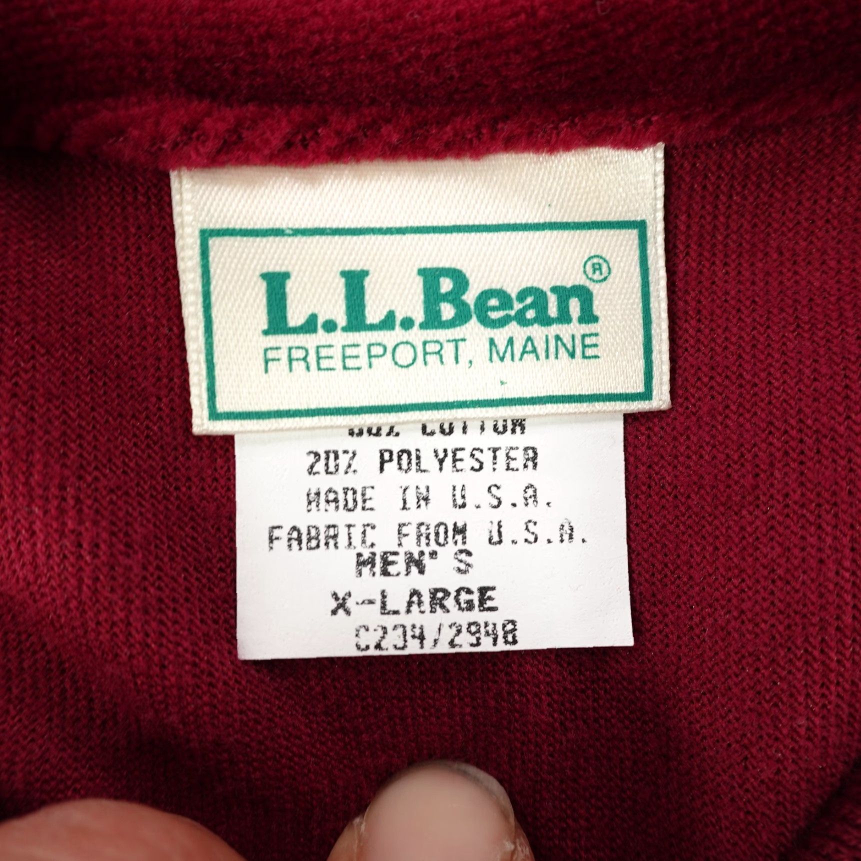 Vintage Vintage LL Bean Sweater Mens XL Red Velour Poly Style Pullover Collared 90s USA Size US XL / EU 56 / 4 - 7 Thumbnail