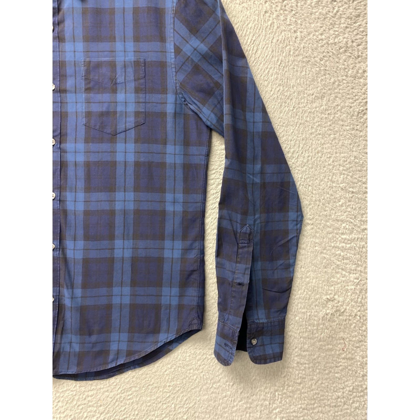 Bonobos VINTAGE Bonobos Men's Shirt Long Sleeve Button-Down Blue Aqua Plaid Medium Slim Fit Size US M / EU 48-50 / 2 - 3 Thumbnail