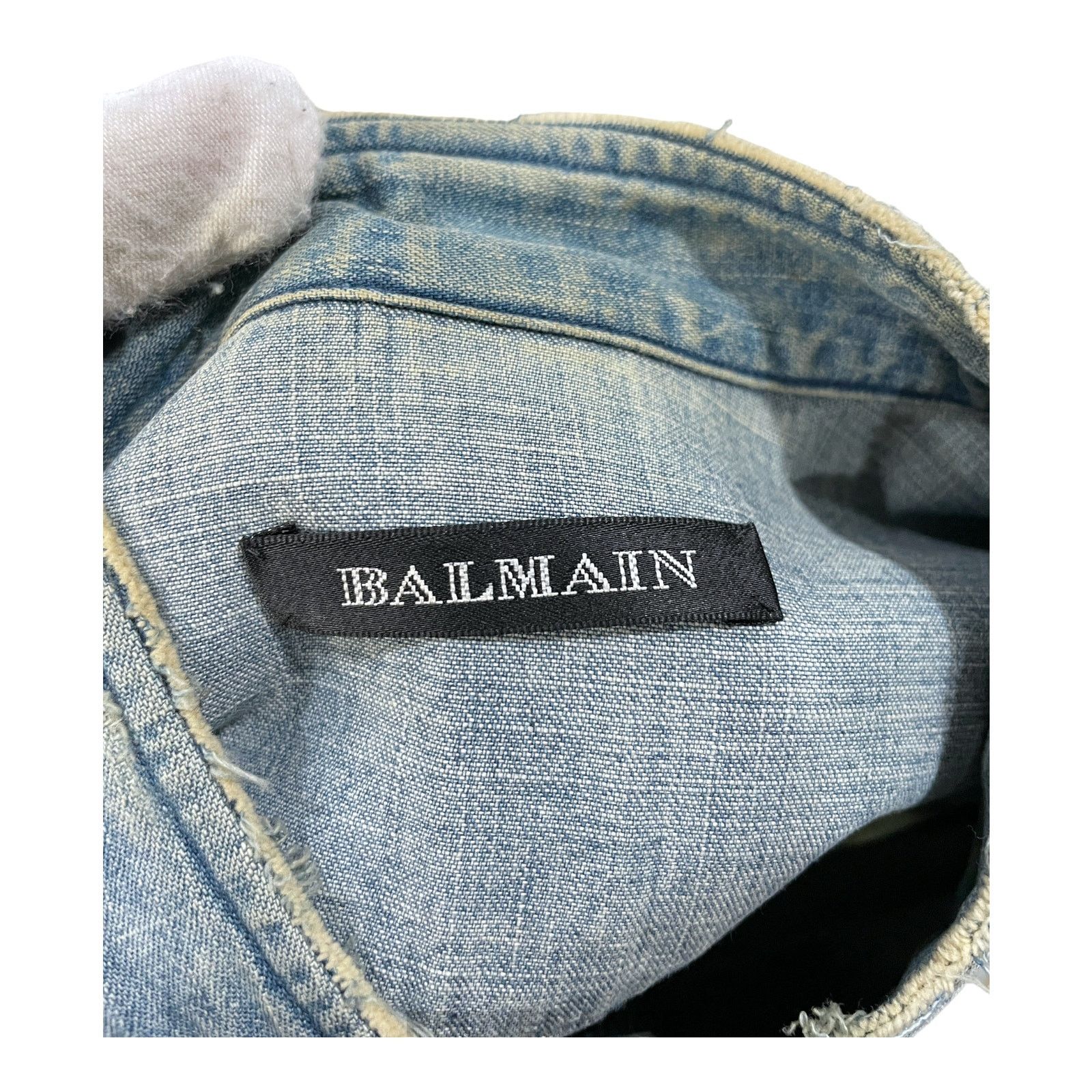 Balmain 🔴 Balmain Sample Denim Shirt - Destroyed Size US M / EU 48-50 / 2 - 11 Thumbnail