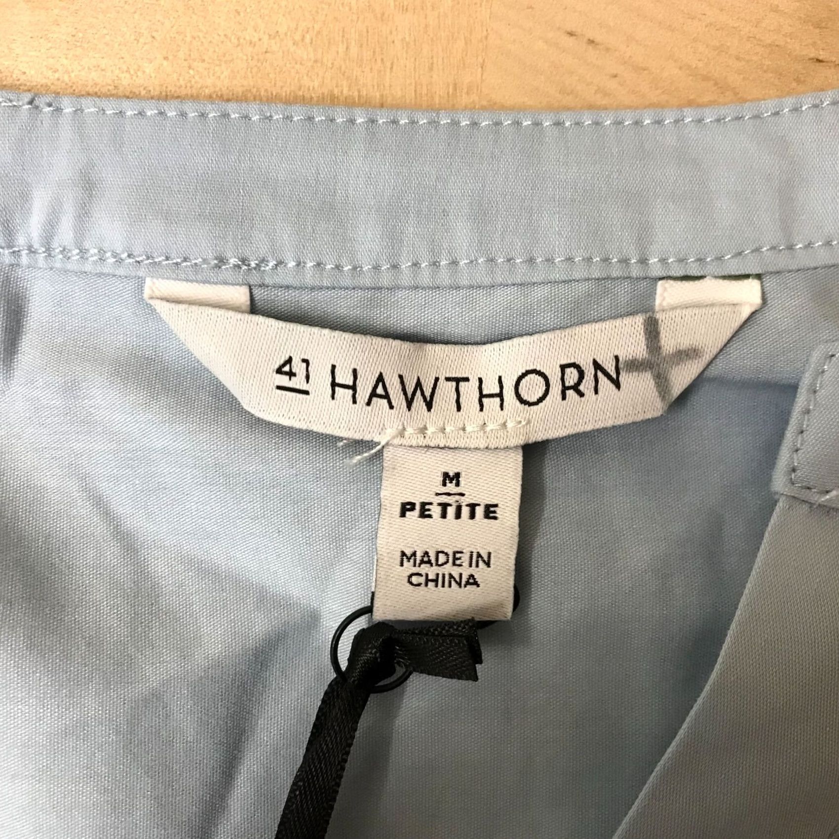 Vintage 41 HAWTHORN Women's Medium Petite Blue Long Sleeve V Neck Cotton Blend Top Size M / US 6-8 / IT 42-44 - 7 Thumbnail