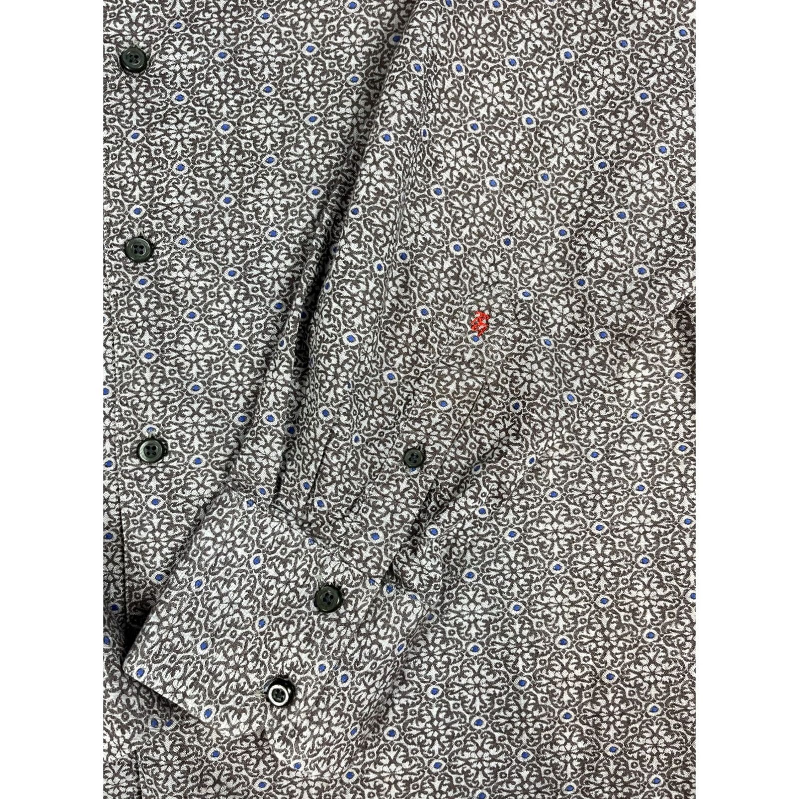 Robert Graham VINTAGE Robert Graham Button-Up Shirt Foulard Silk Trim Sz XL Mens Shirt Brown 100% Cotton Long Sleeve Collared Button-Up with Silk Trim Size US XL / EU 56 / 4 - 5 Thumbnail