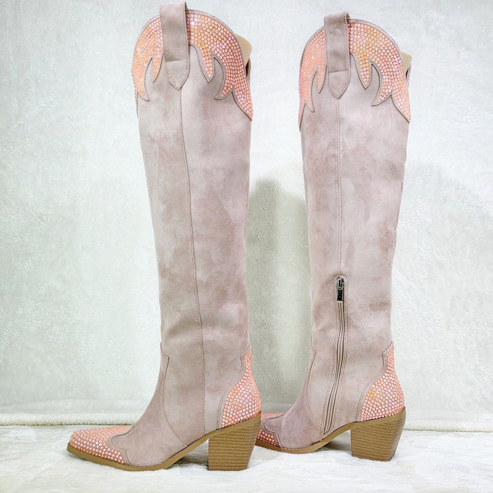Other Primal Country Western Sexy Dusty Pink OTK Thigh Boots With Size US 8.5 / IT 38.5 - 2 Thumbnail