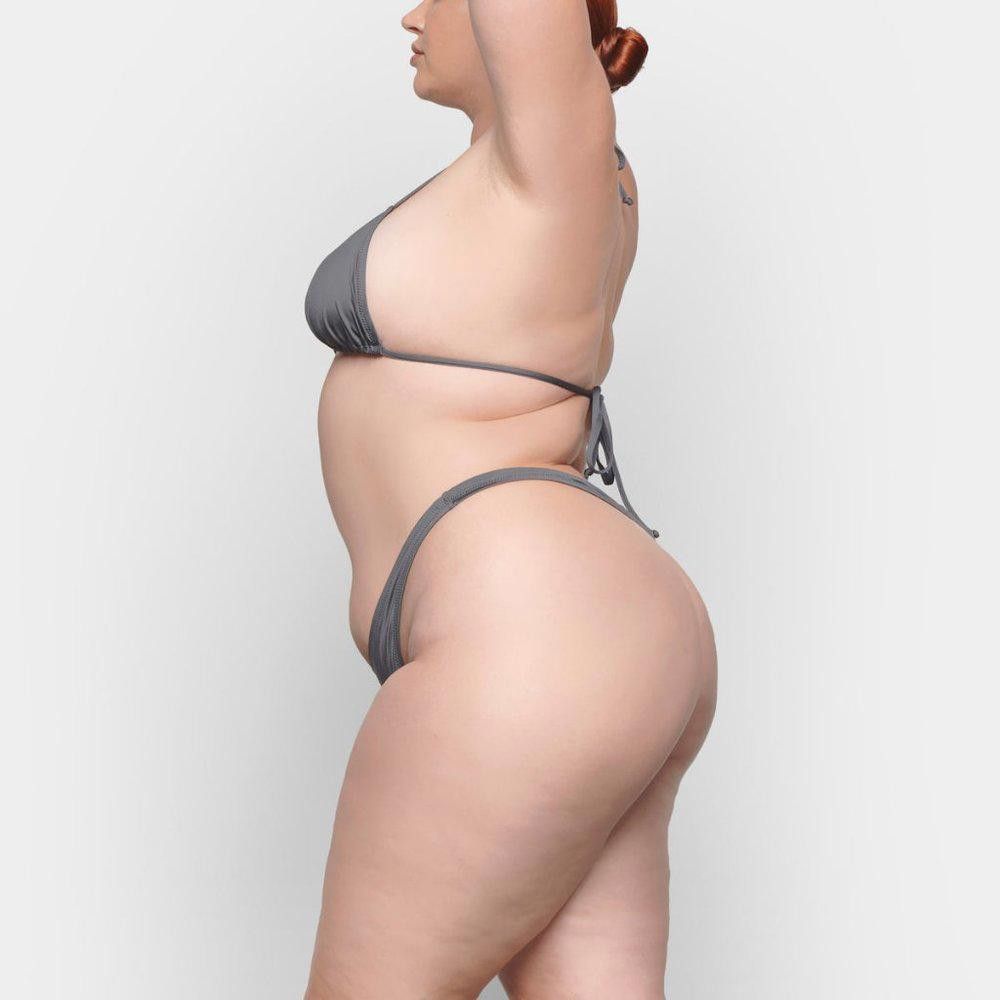 Designer NT303 SKIMS NWT Skims Onyx Swim THONG GUNMETAL 2X Size ONE SIZE - 3 Thumbnail