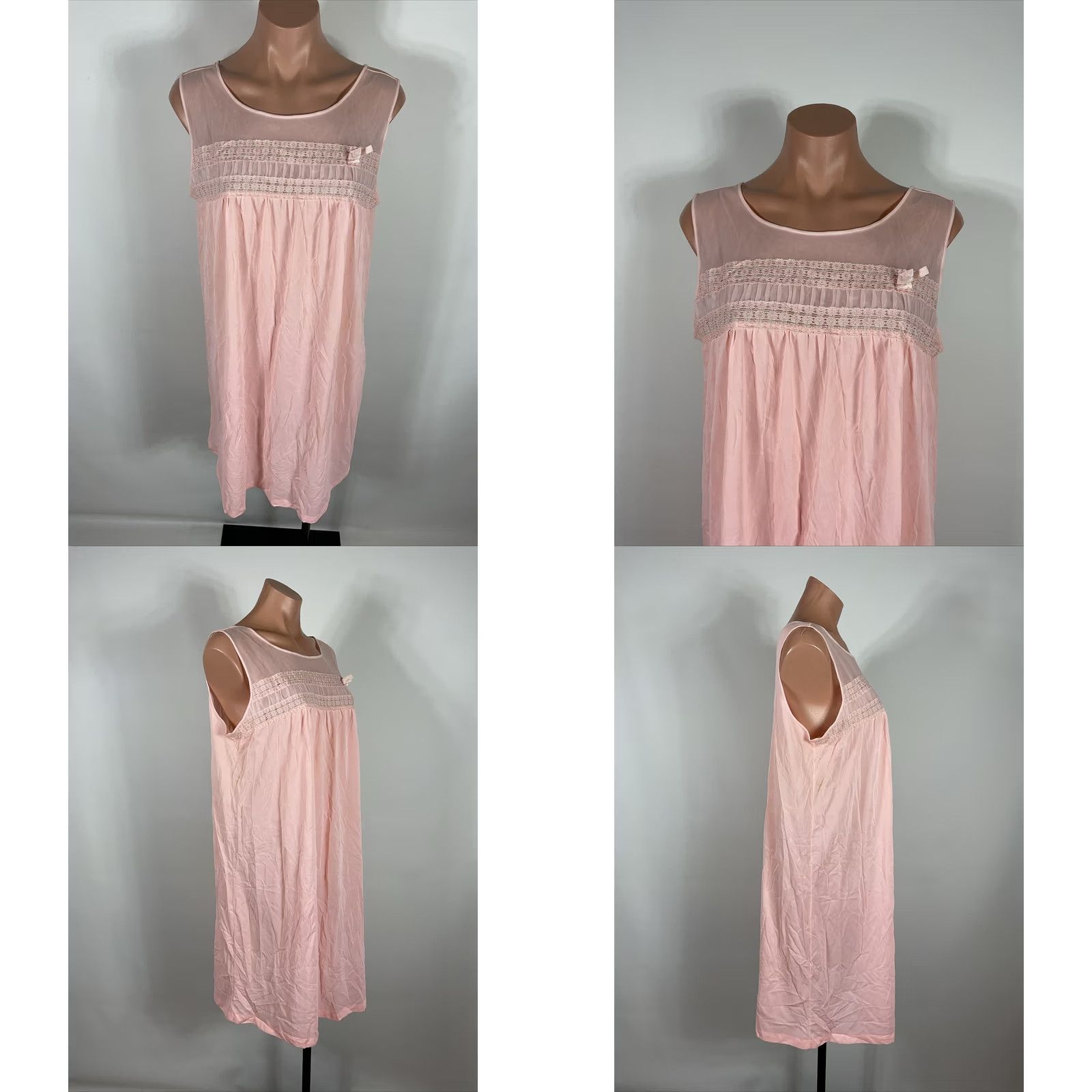 Vintage VINTAGE LORRAINE M Pink Vtg 70s ROBE NIGHTGOWN PEIGNOIR SET Embroidered Lace Size ONE SIZE - 9 Thumbnail