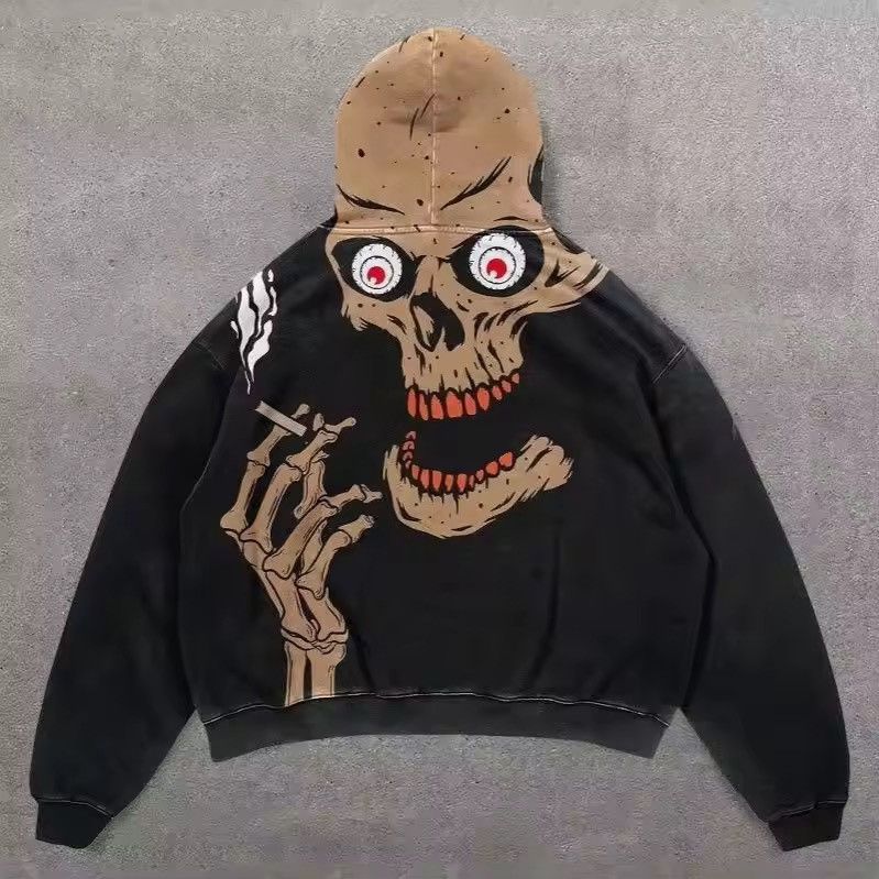 Japanese Brand Smoking Skull Hoodie Size US XL / EU 56 / 4 - 3 Thumbnail