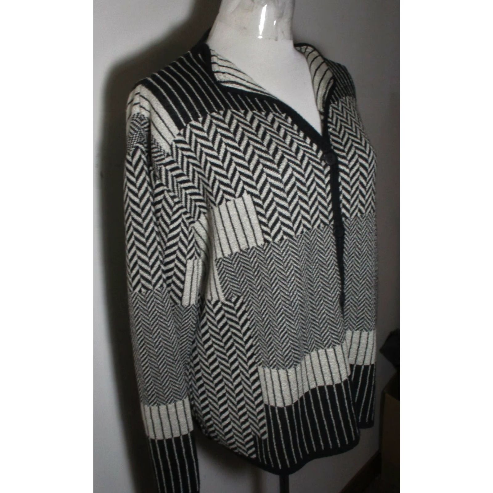 Vintage RONI Bis Cardigan Gray Black Sweater Size S/M Size S / US 4 / IT 40 - 3 Thumbnail