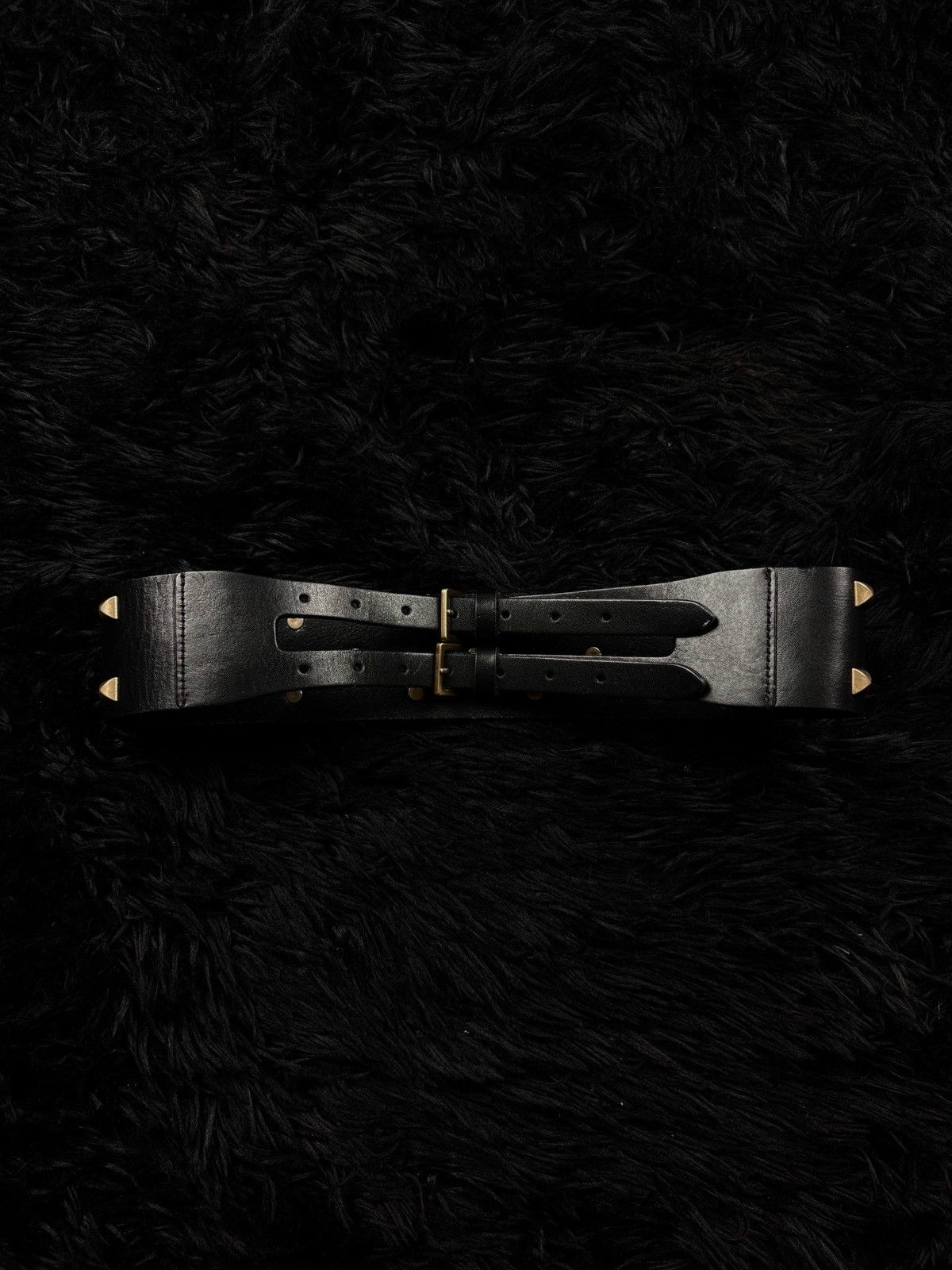 Allsaints Allsaints Avantgarde Archive Double Pyramids Leather Belt Size ONE SIZE - 6 Thumbnail