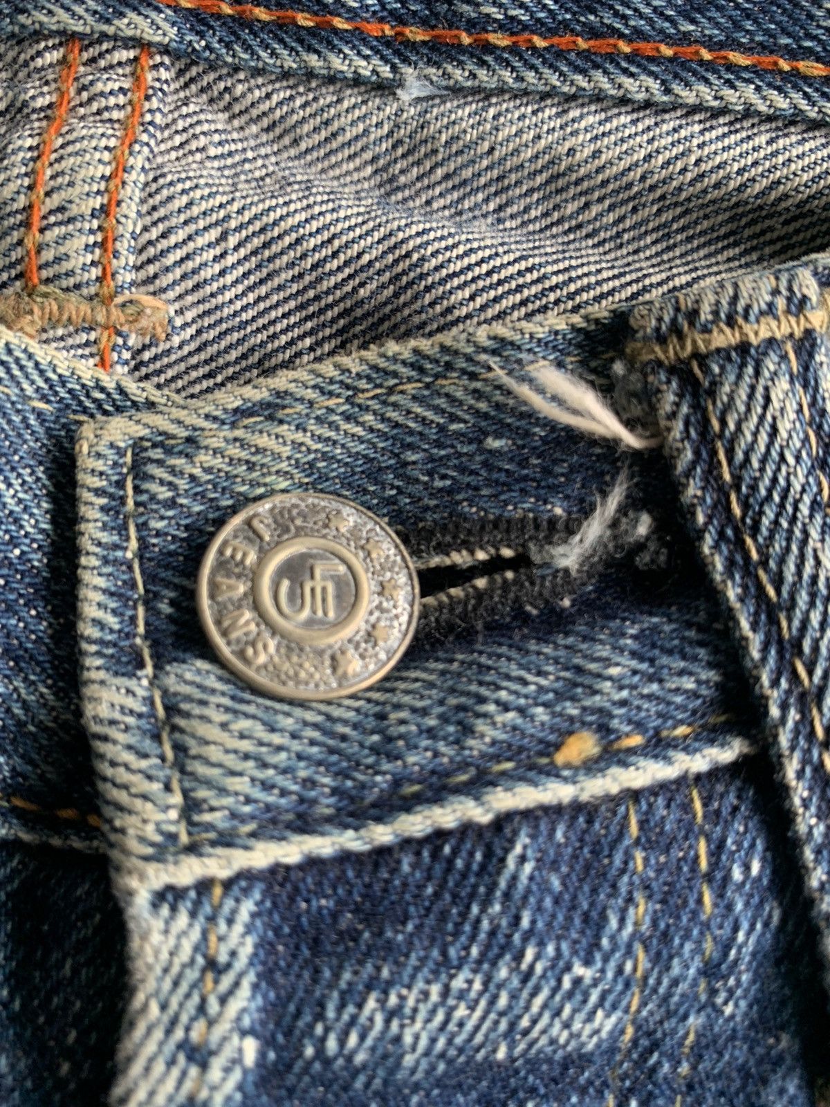 Vintage Vintage 45Rpm Selvedge Button Fly Rusty Distressed Denim Size US 27 - 15 Thumbnail