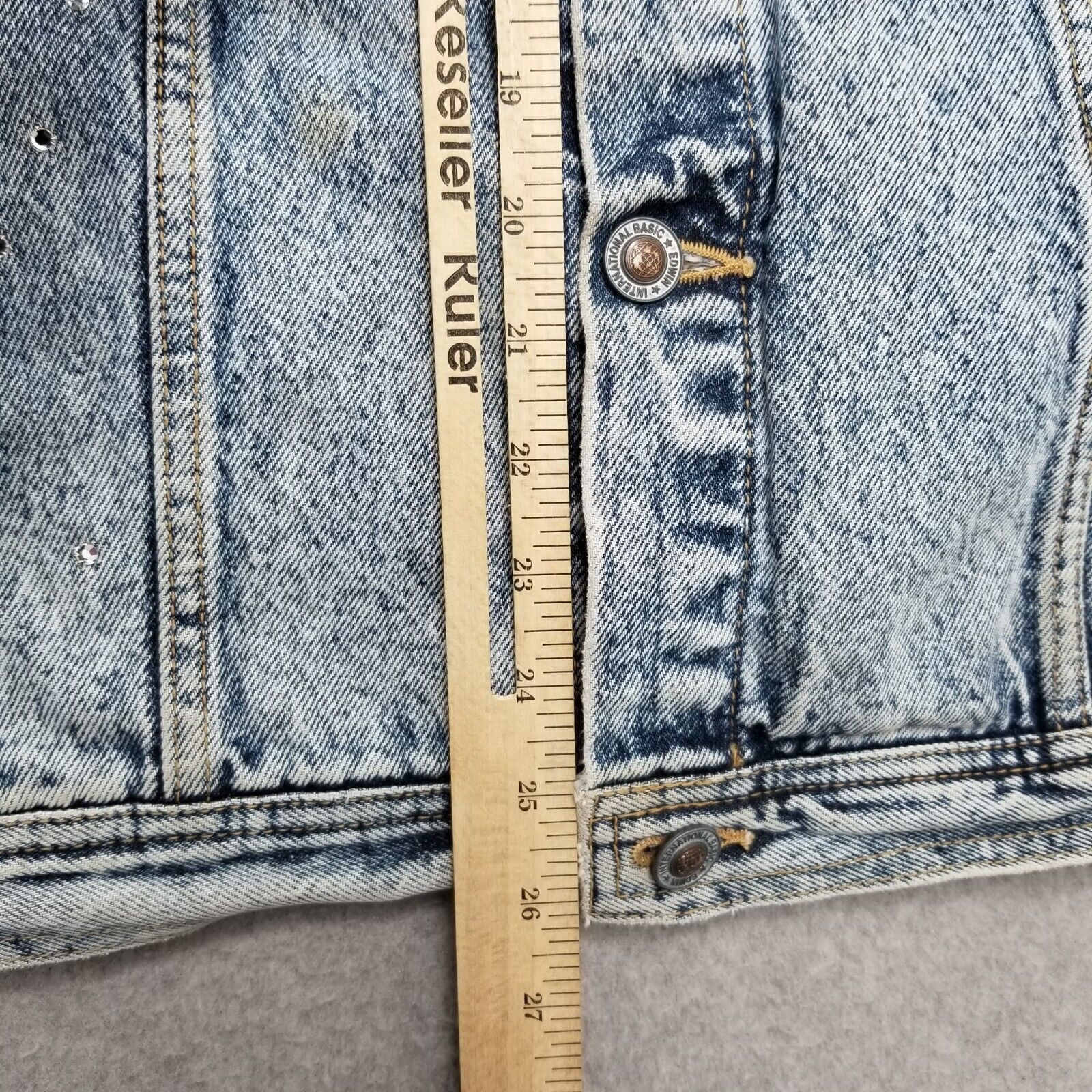 Other Edwin Jean Jacket Womens Large Blue Denim Pockets Stones Size L / US 10 / IT 46 - 14 Thumbnail