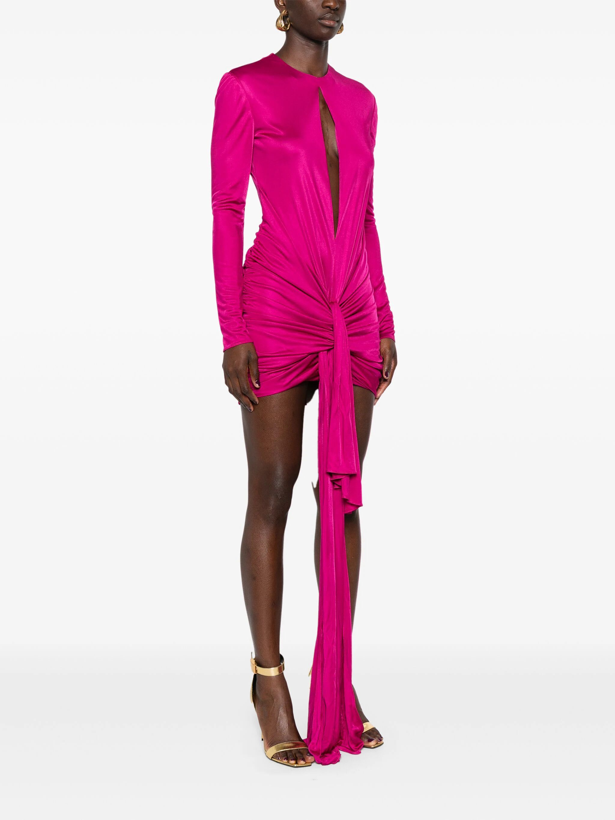 Saint Laurent Paris o1s1wg110924 Draped Dress in Jersey in Pink Size M / US 6-8 / IT 42-44 - 3 Thumbnail