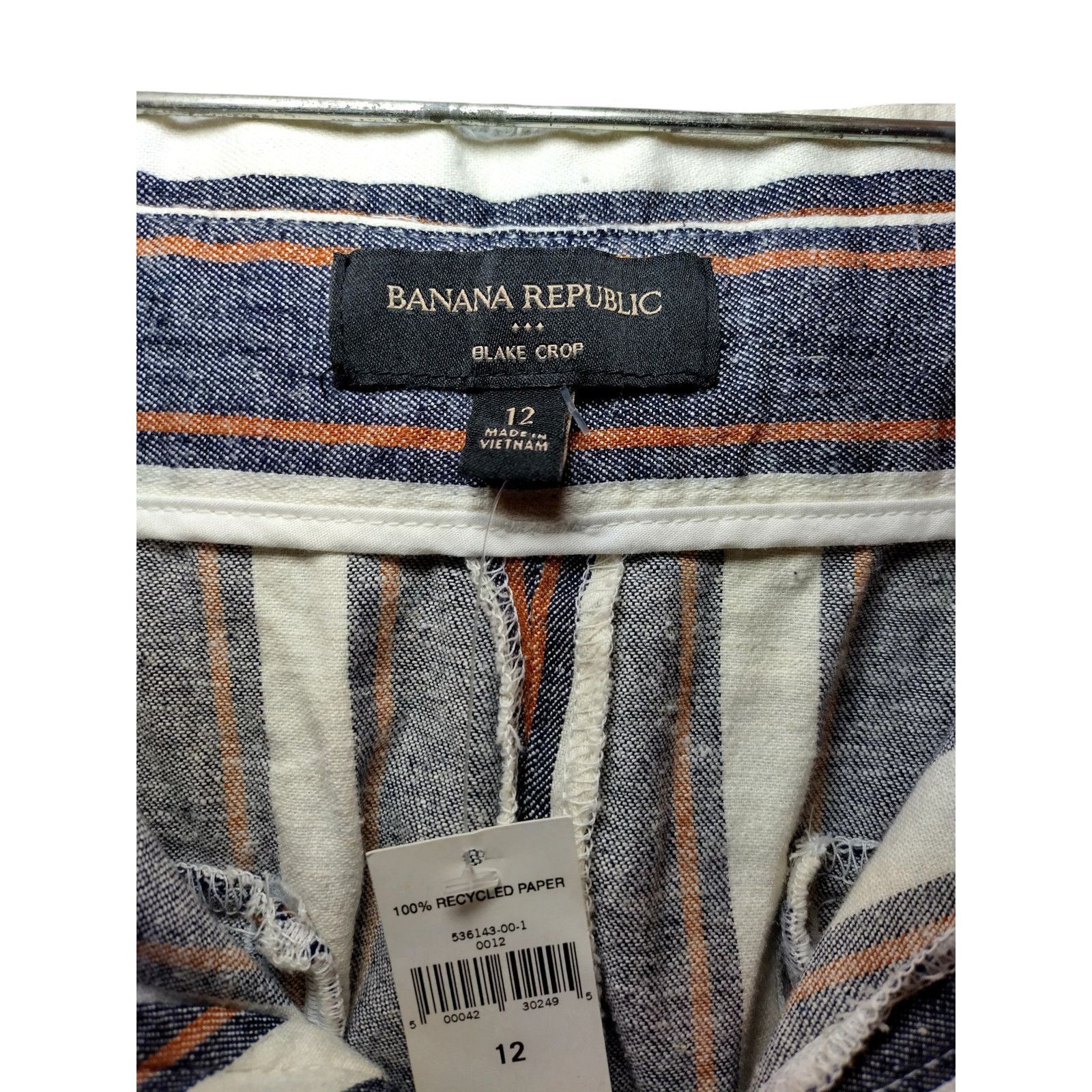 Banana Republic NWT Banana Republic Womens Blue Stripes wide Leg Pants Sz 12 Size 34" / US 12 / IT 48 - 16 Thumbnail