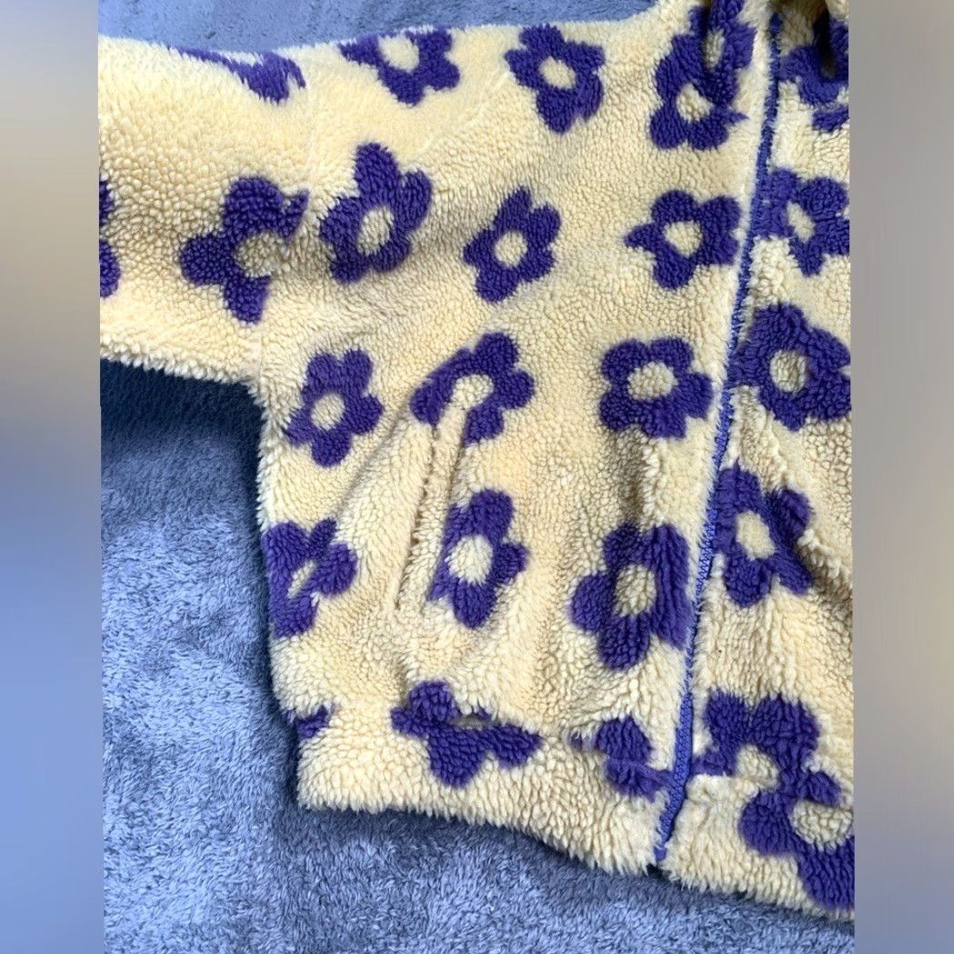 Vintage Pretty garbage Fleece Jacket Yellow Small Women S Purple Flowers Size S / US 4 / IT 40 - 5 Thumbnail