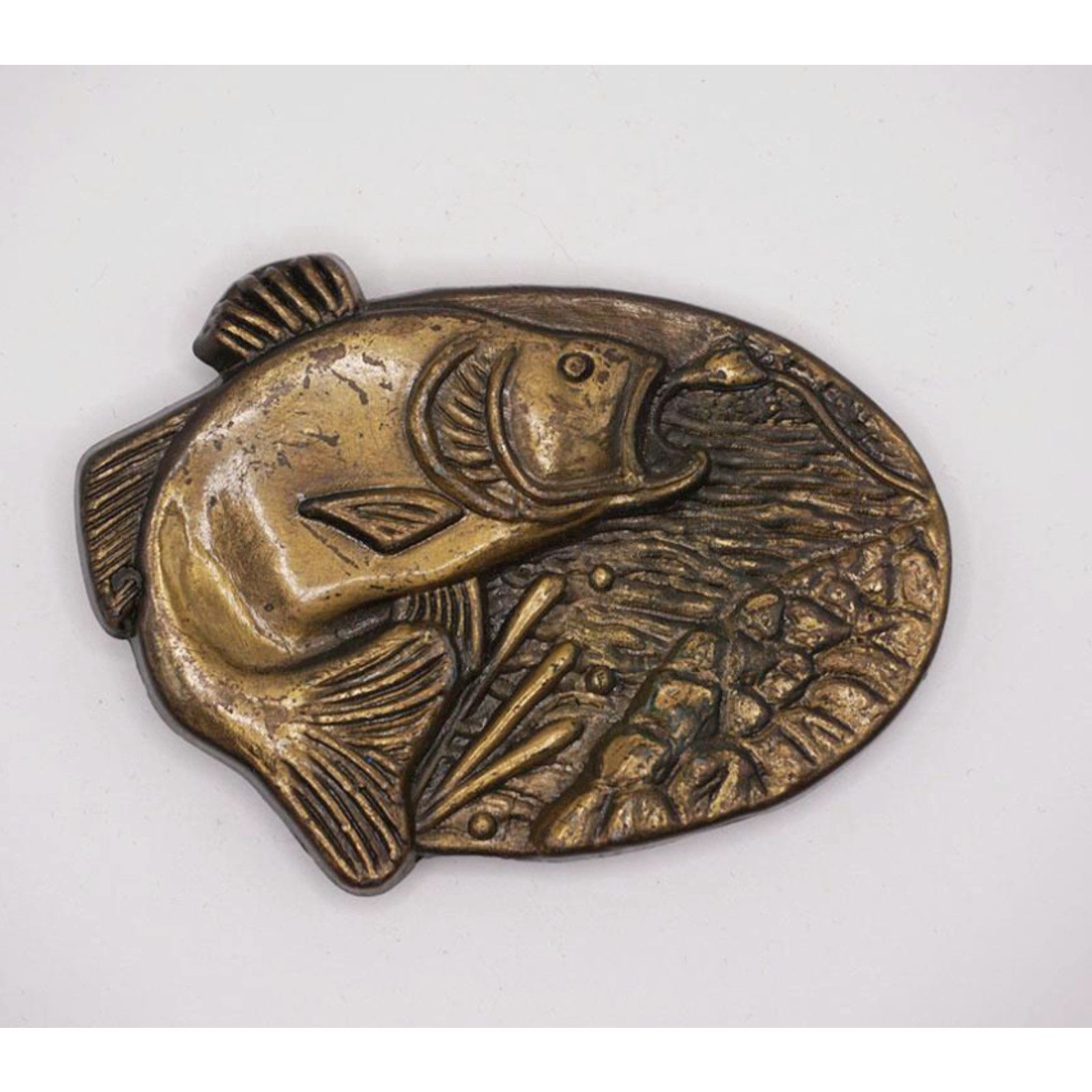 Buckle Authentic Trout Design Metal Belt Buckle in Brass Color Finish ...