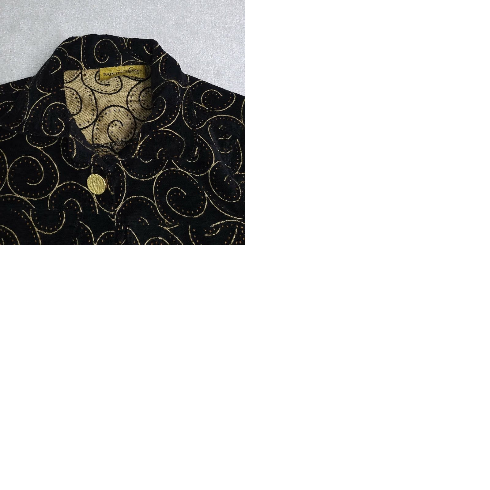 PONY VINTAGE Painted Pony Blazer Women's Small Geometric Artsy Jacket Black Gold 80s 90s USA Size S / US 4 / IT 40 - 9 Thumbnail
