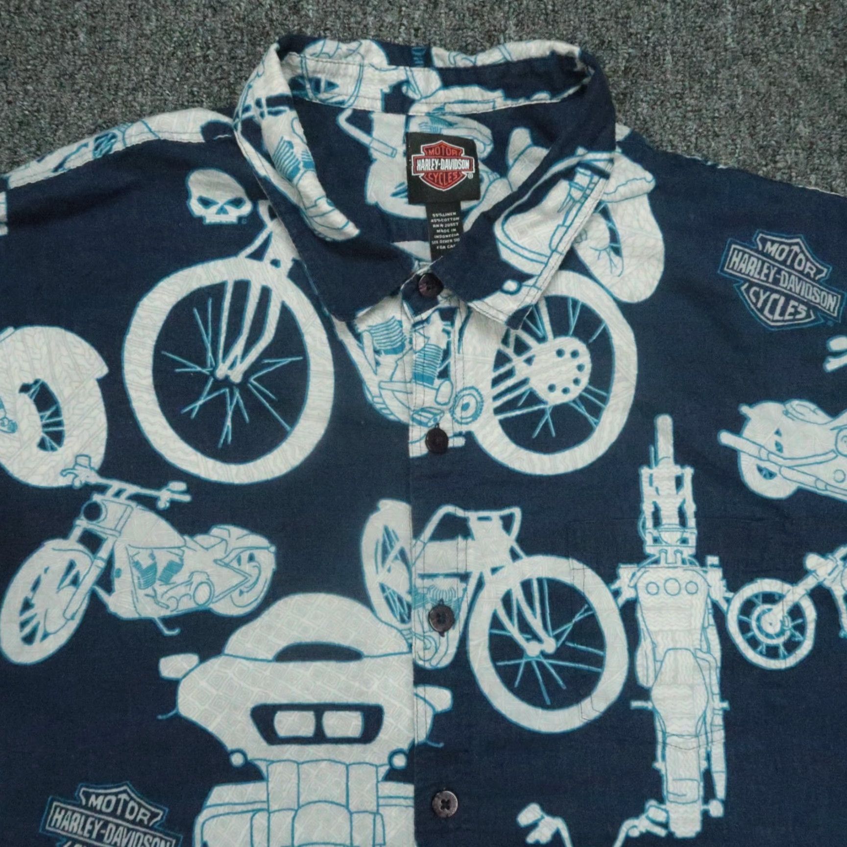 Harley Davidson VINTAGE Harley Davidson Shirt Men XXL Blue Linen Blend Short Sleeve Willie G Size US XXL / EU 58 / 5 - 2 Thumbnail