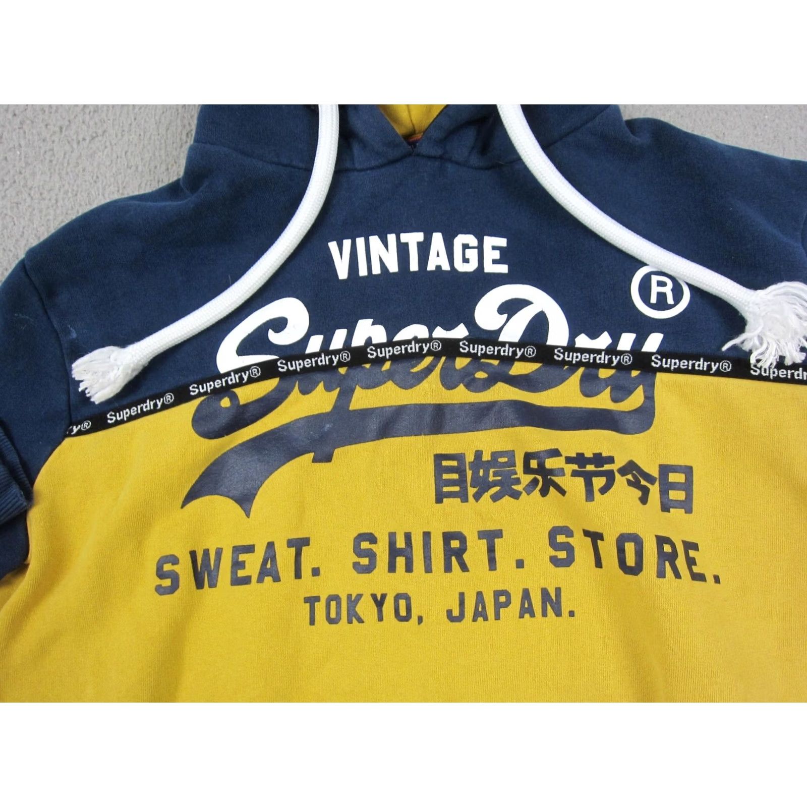 Superdry VINTAGE Superdry Hoodie Adult Small Blue Yellow Japan Split Panel Fleece 90s Size US S / EU 44-46 / 1 - 2 Thumbnail