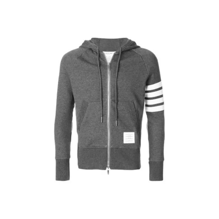 Thom Browne Thom Browne Gray Classic Four Stripes Zip Hoodie Size US M / EU 48-50 / 2 - 1 Thumbnail
