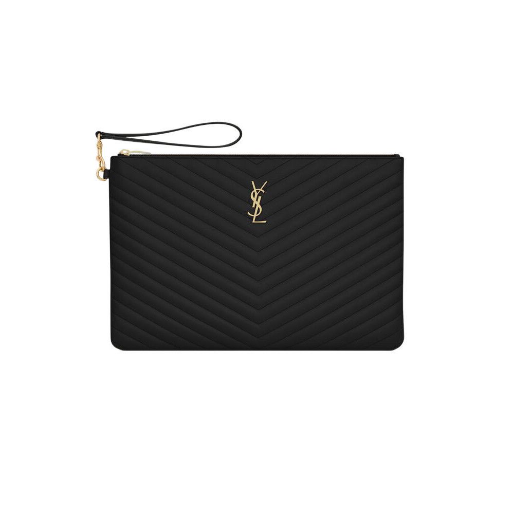 Saint Laurent Paris SAINT LAURENT Cassandre $950 Black Leather Document Holder B Size ONE SIZE - 1 Thumbnail