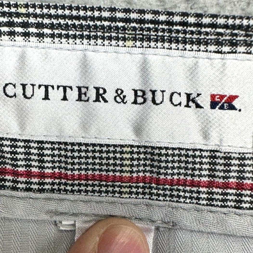 Cutter & Buck Cutter Buck Mens 34 Shorts Chino Grey Red Glen Check Golf Flat Front Stretch EUC Size US 34 / EU 50 - 3 Thumbnail