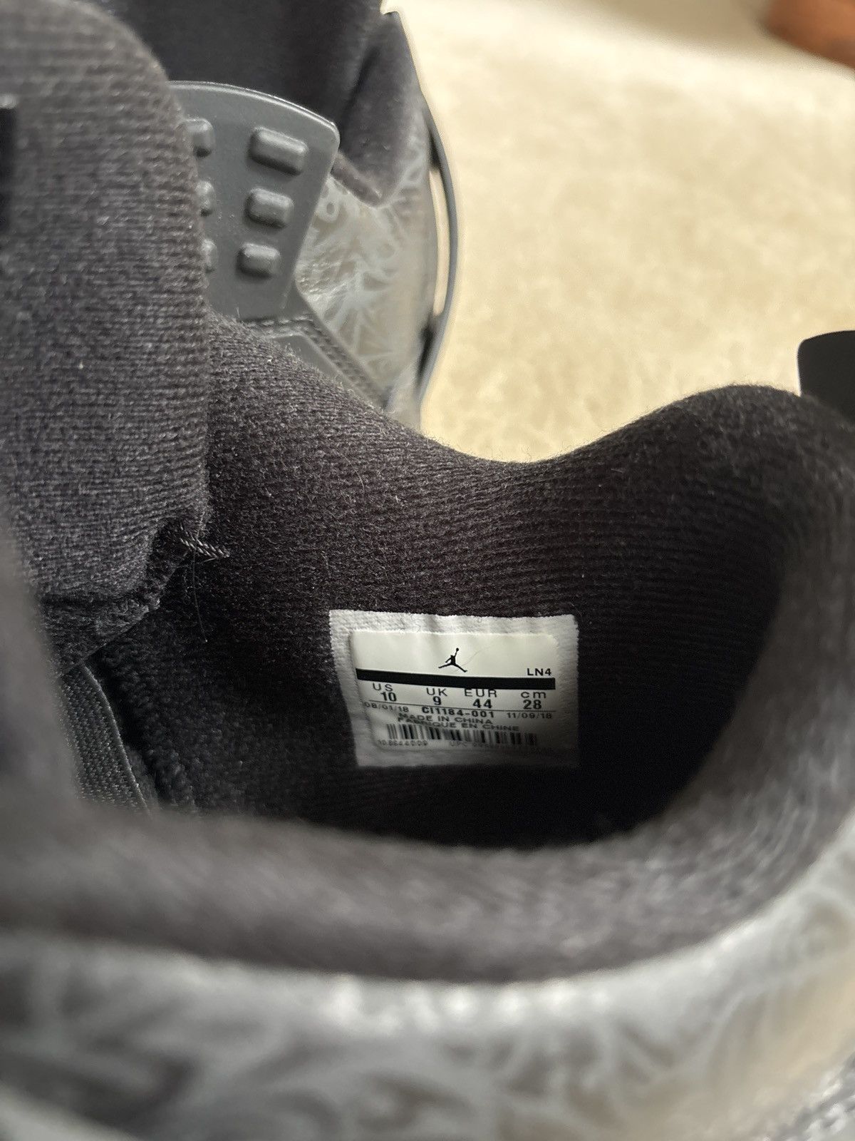 Jordan Brand × Nike Jordan 4 Retro 'Laser Black Gum' Size US 10 / EU 43 - 7 Thumbnail