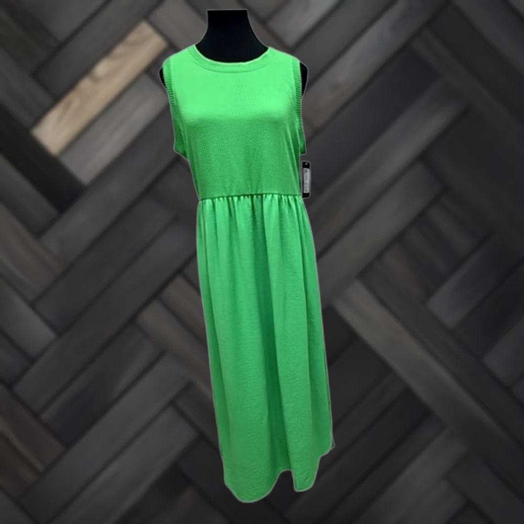Isaac Mizrahi Isaac Mizrahi Green Maxi Dress Sleeveless Crew Neck Ruched Waist L Size L / US 10 / IT 46 - 1 Thumbnail