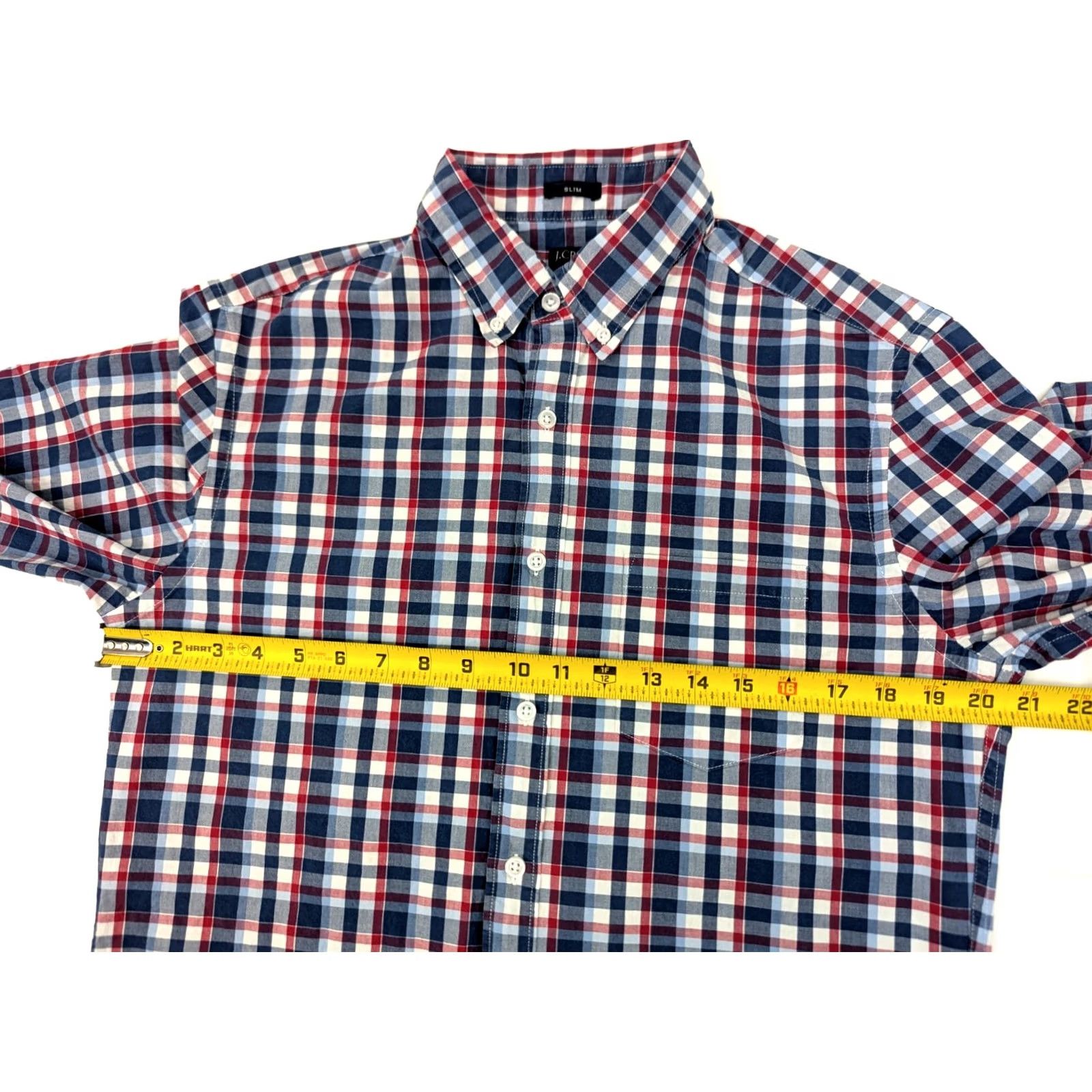 J.Crew J.CREW Shirt Mens M Blue Red Check Slim Untucked Button Down Preppy Flex Washed Size US M / EU 48-50 / 2 - 7 Thumbnail