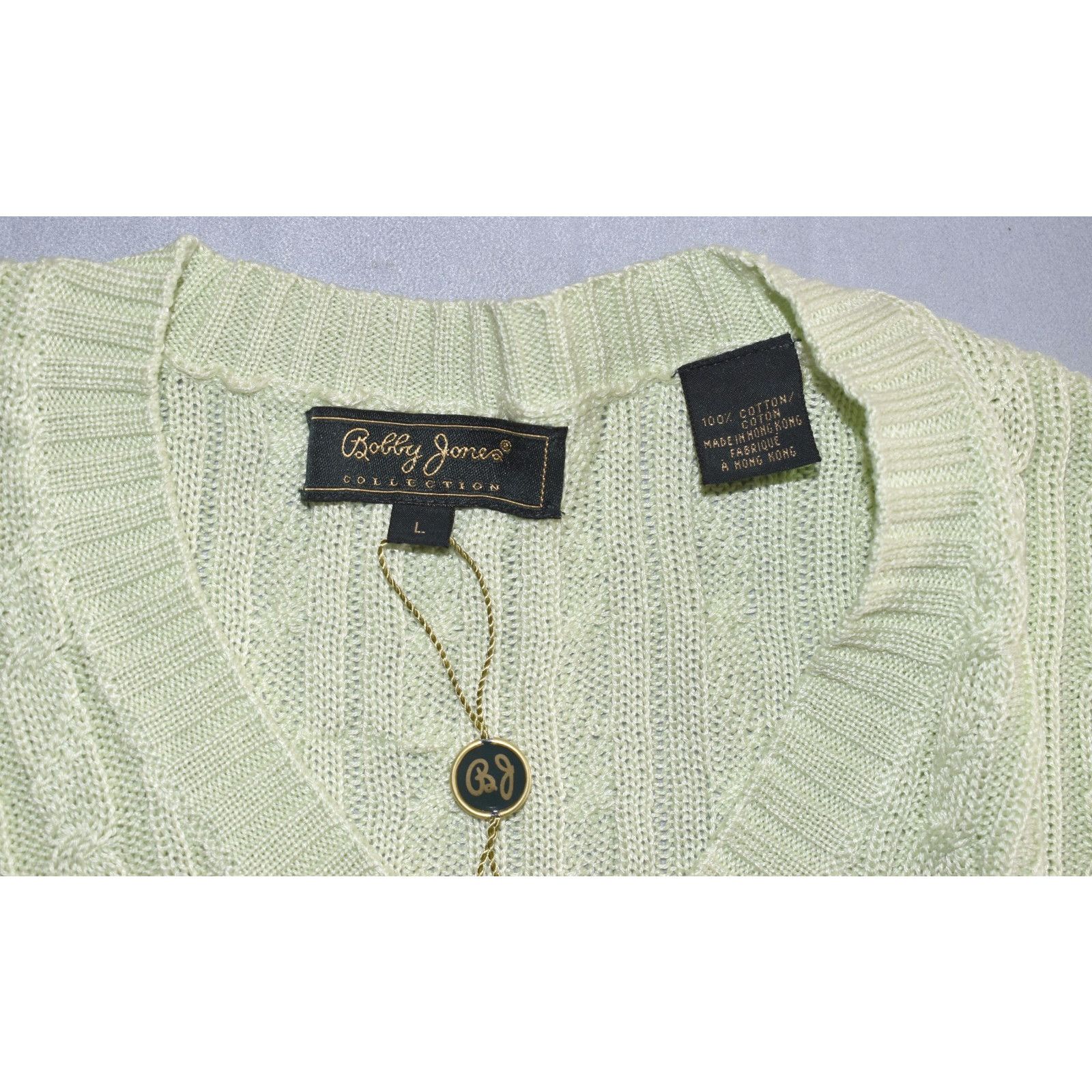 Bobby Jones NWOT BOBBY JONES Lime Cotton Knit V Neck Sweater Size L Size L / US 10 / IT 46 - 5 Thumbnail