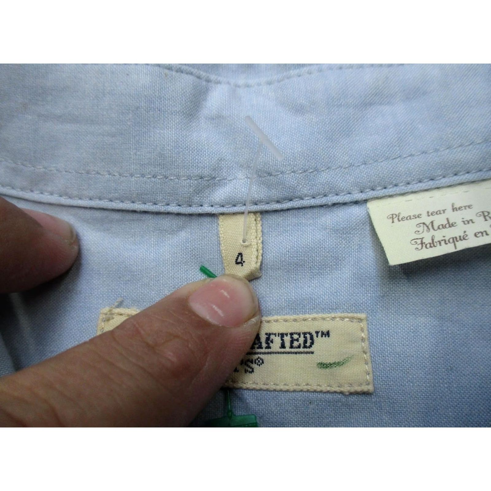 Levi's Levi's Made & Crafted Dress Shirt Mens XL Blue Solid Long Sleeve Button Front Collar Shirt Size 46R - 4 Thumbnail
