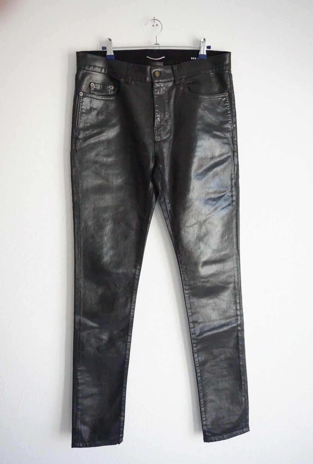 Saint Laurent Paris Saint Laurent Oil Heavy Waxed Coated Denim Jeans