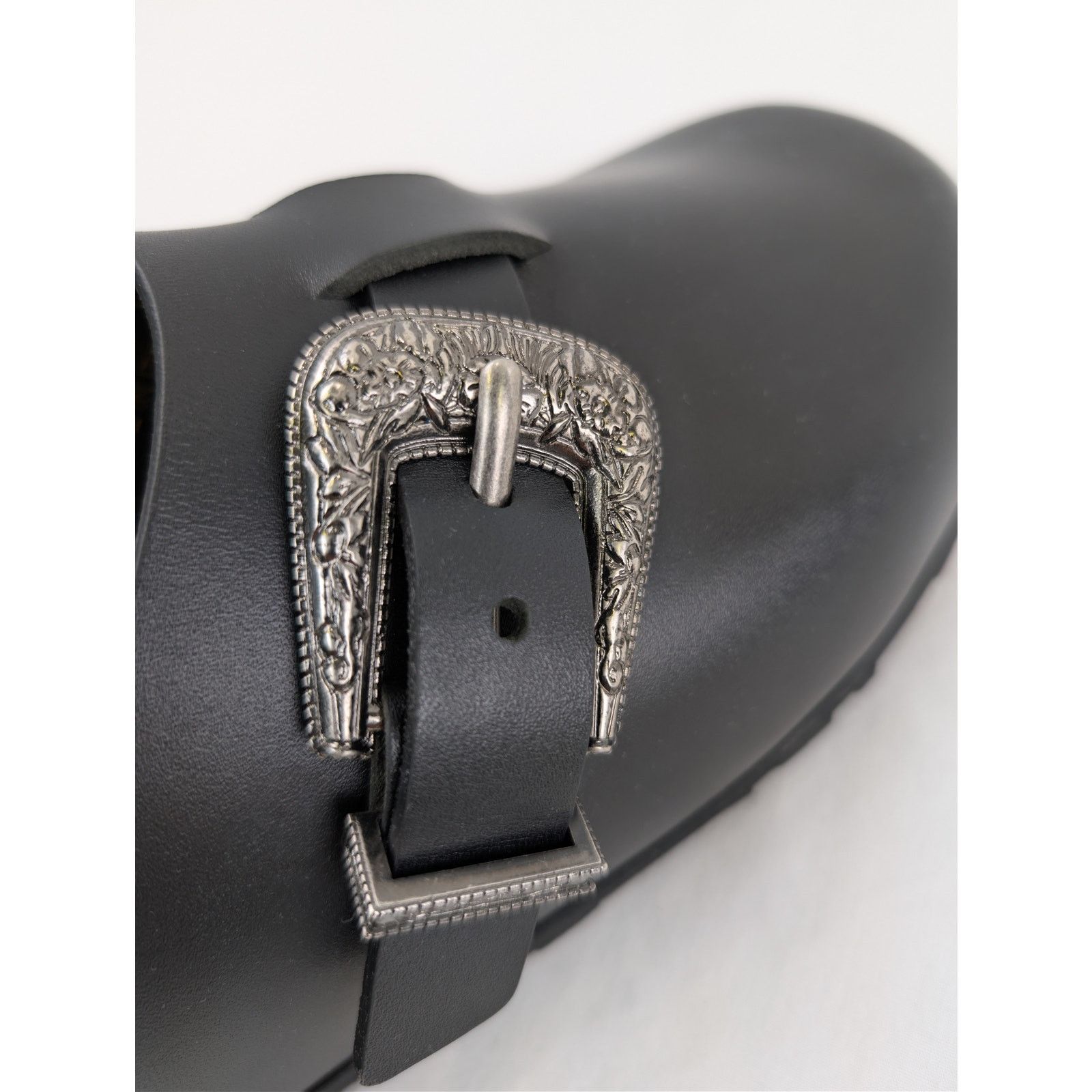 Saint Laurent Paris o1rshd1 Silver Buc San Holster Slipper Sandal in Nero Size US 10 / EU 43 - 15 Thumbnail