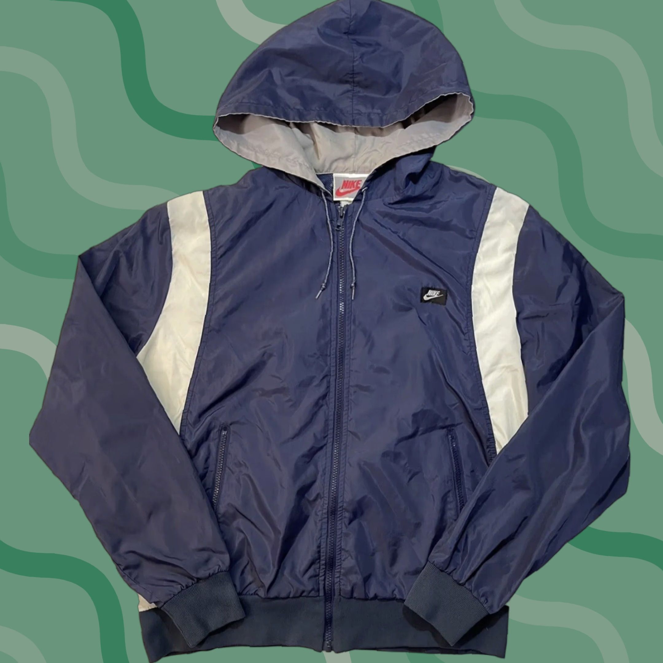 Nike VINTAGE Nike Windbreaker Jacket Mens L 90s 80s Blue Zip Swoosh Logo USA Sports Lightweight Full Zip Jacket Men Size US L / EU 52-54 / 3 - 1 Thumbnail