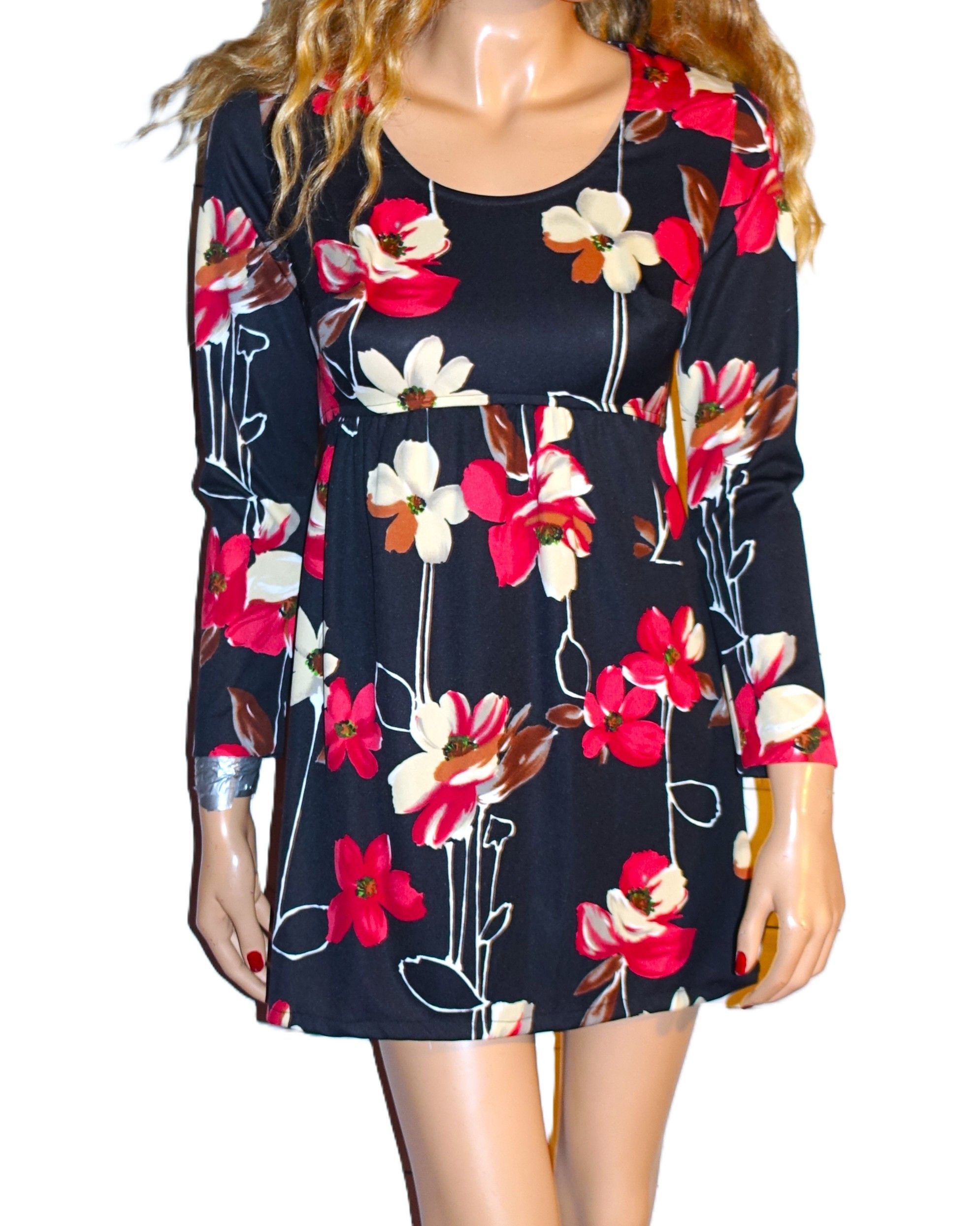 Vintage Vintage Black Red Floral Boho Dress S Size S / US 4 / IT 40 - 1 Thumbnail