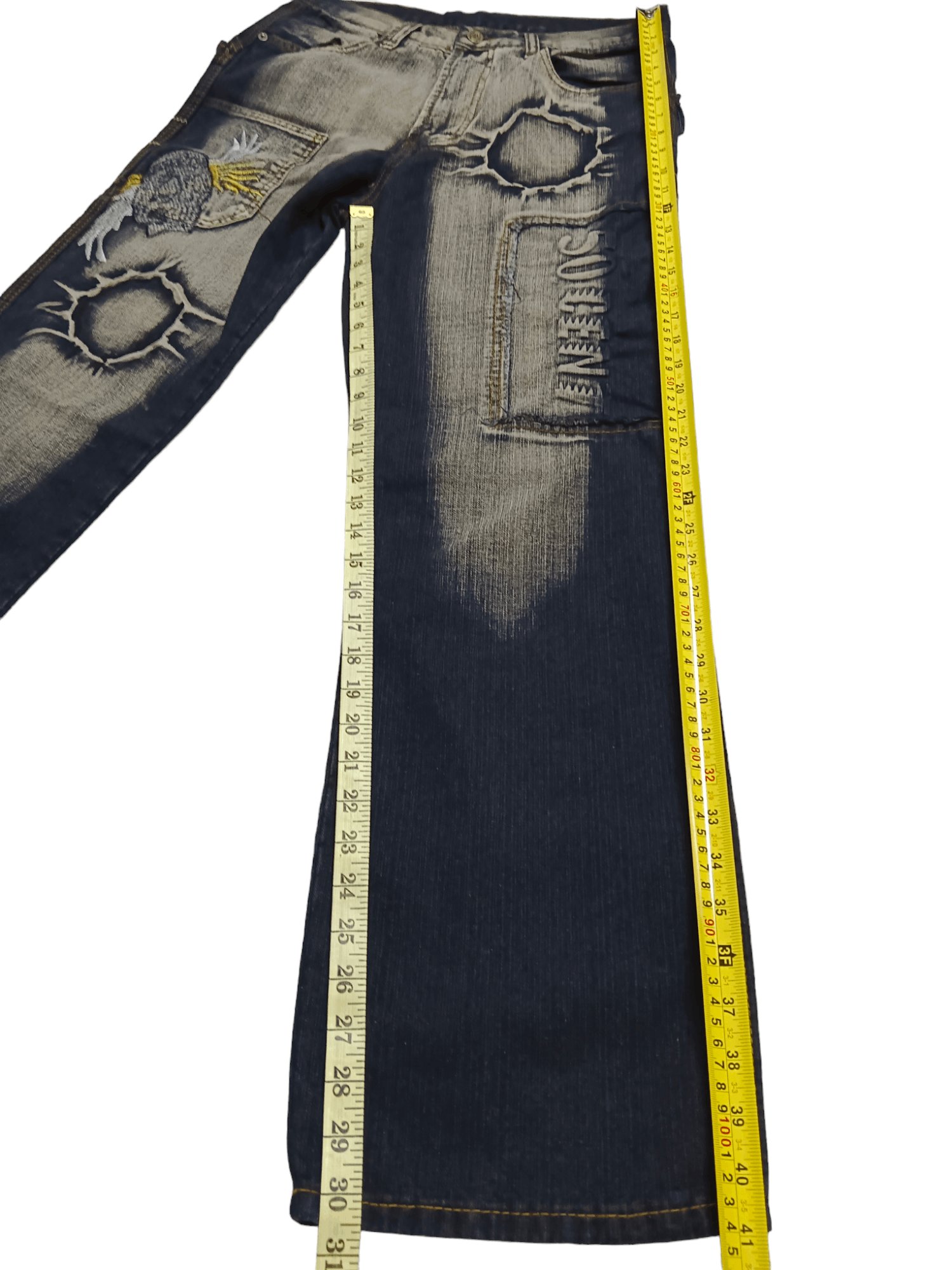 50 Cent Seditionaries Mudwash Skull Baggy Jeans Size US 32 / EU 48 - 7 Thumbnail