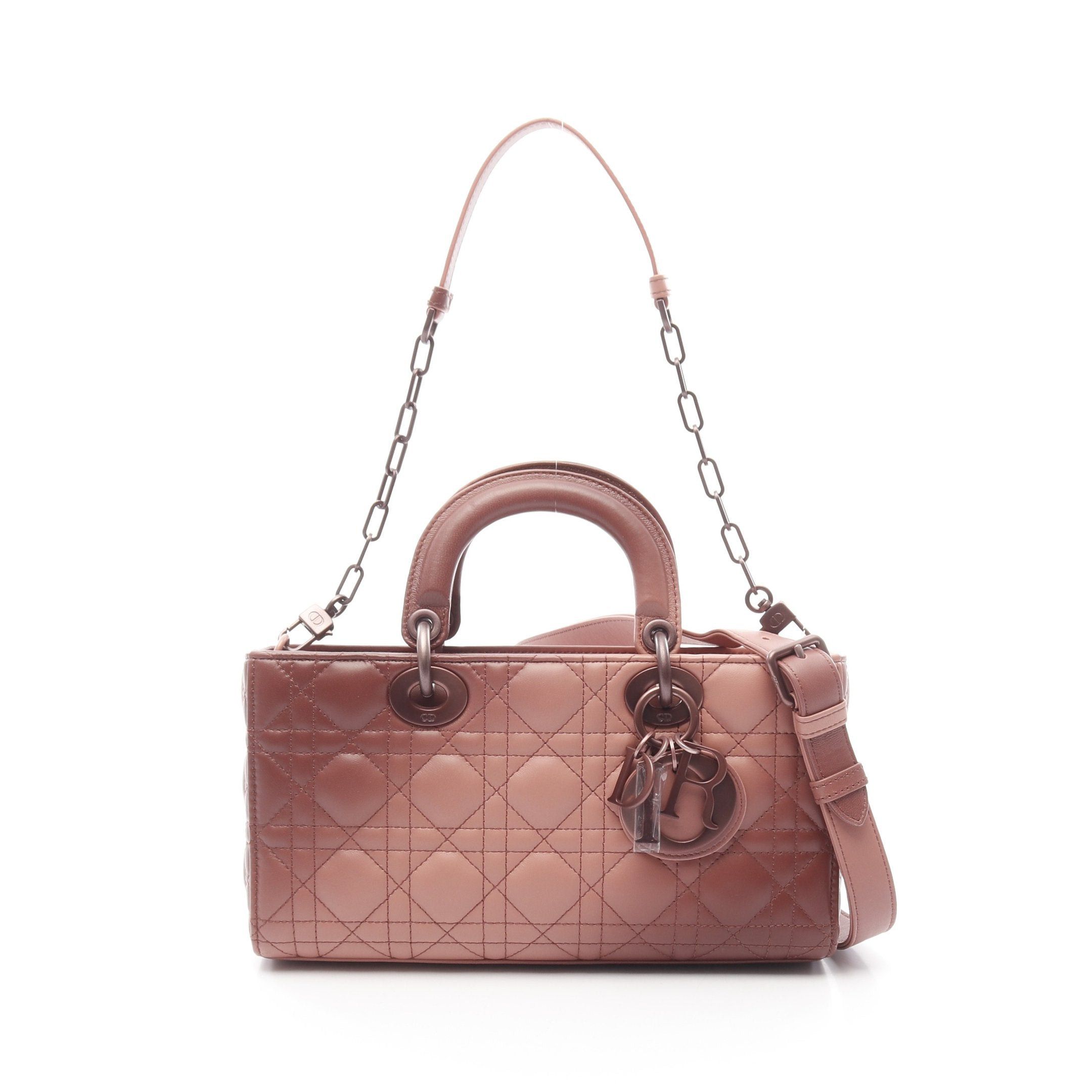 Dior Dior Lady Bag Medium Canage Handbag Leather Pink 3Way Size ONE SIZE - 1 Thumbnail